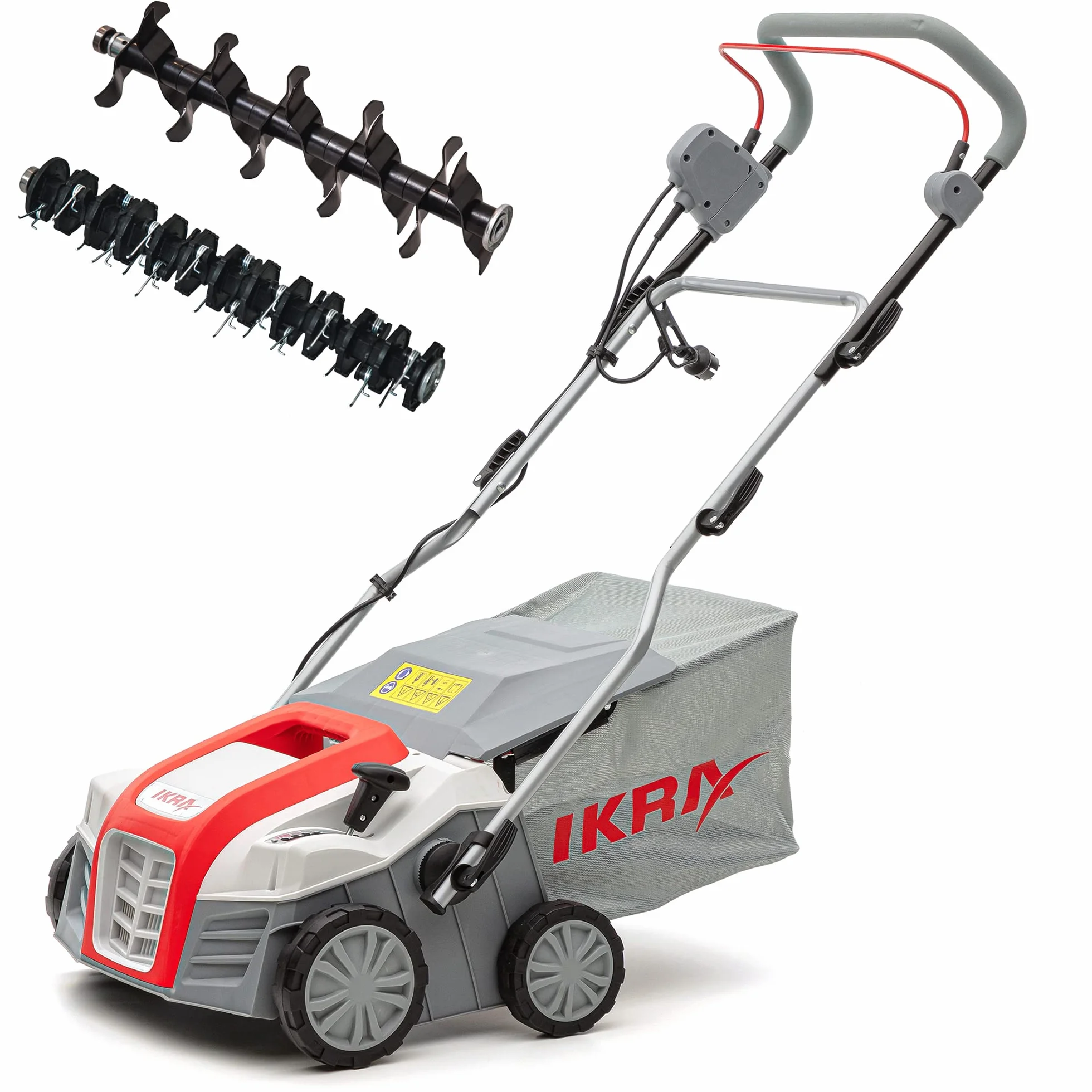 IKRA scarificateur aérateur électrique IEVL 1840, largeur de travail 40cm, puissance 1.800 watts, Gris/Rouge