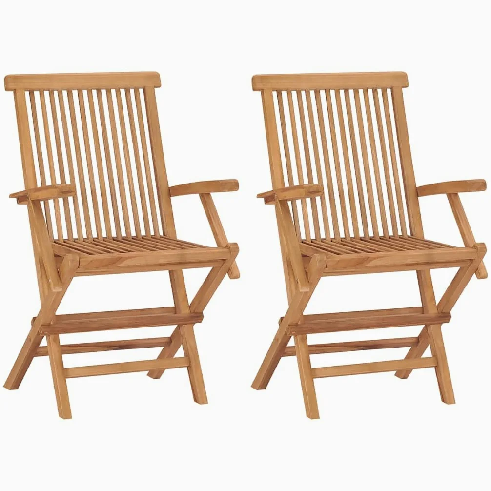 Chaises pliables de jardin lot de 2 Bois de teck solide