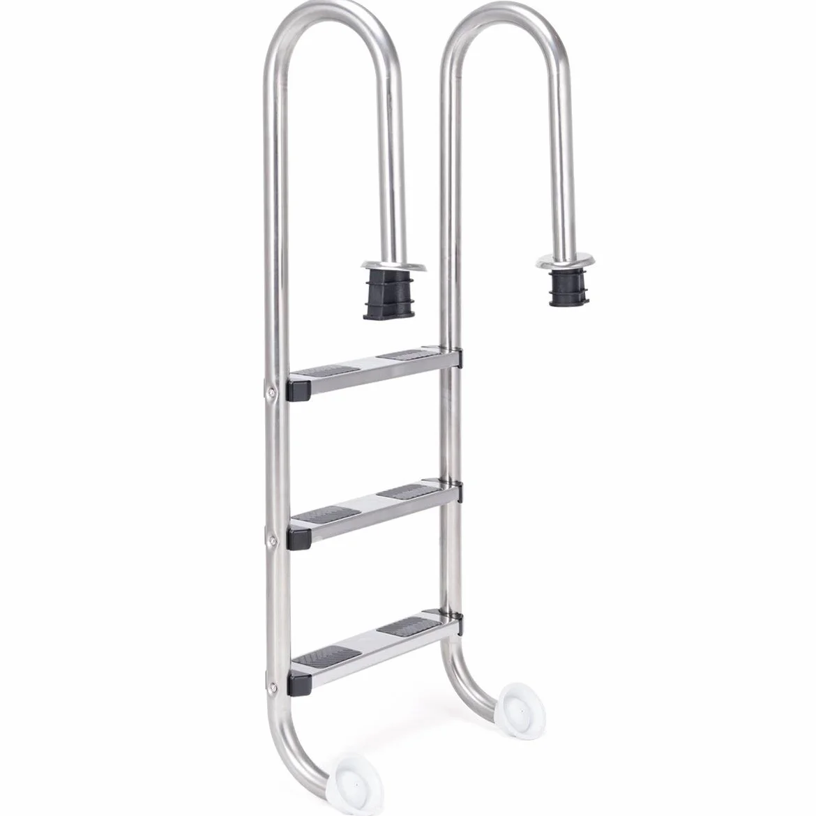 COSTWAY Échelle de Sécurité pour Piscine Echelle de Piscine à 3 Marches en Acier Inoxydable Anti-derapantes