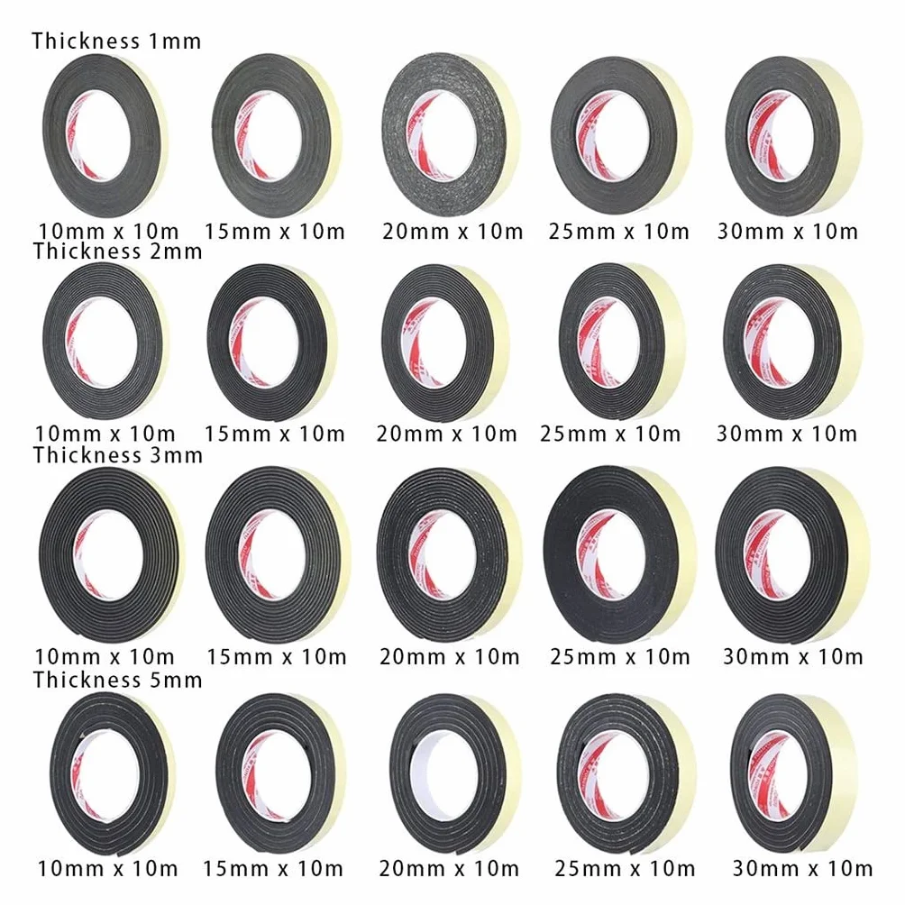 Sponge Single-Sided Tape 3mm 20mm x 5m Foam Sealant Strip for Car Sound Insulation