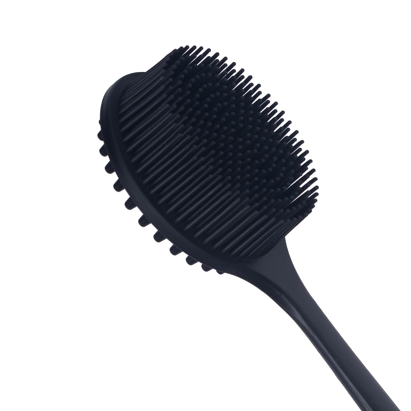 Soft Silicone Back & Body Brush with Extended Handle, Black