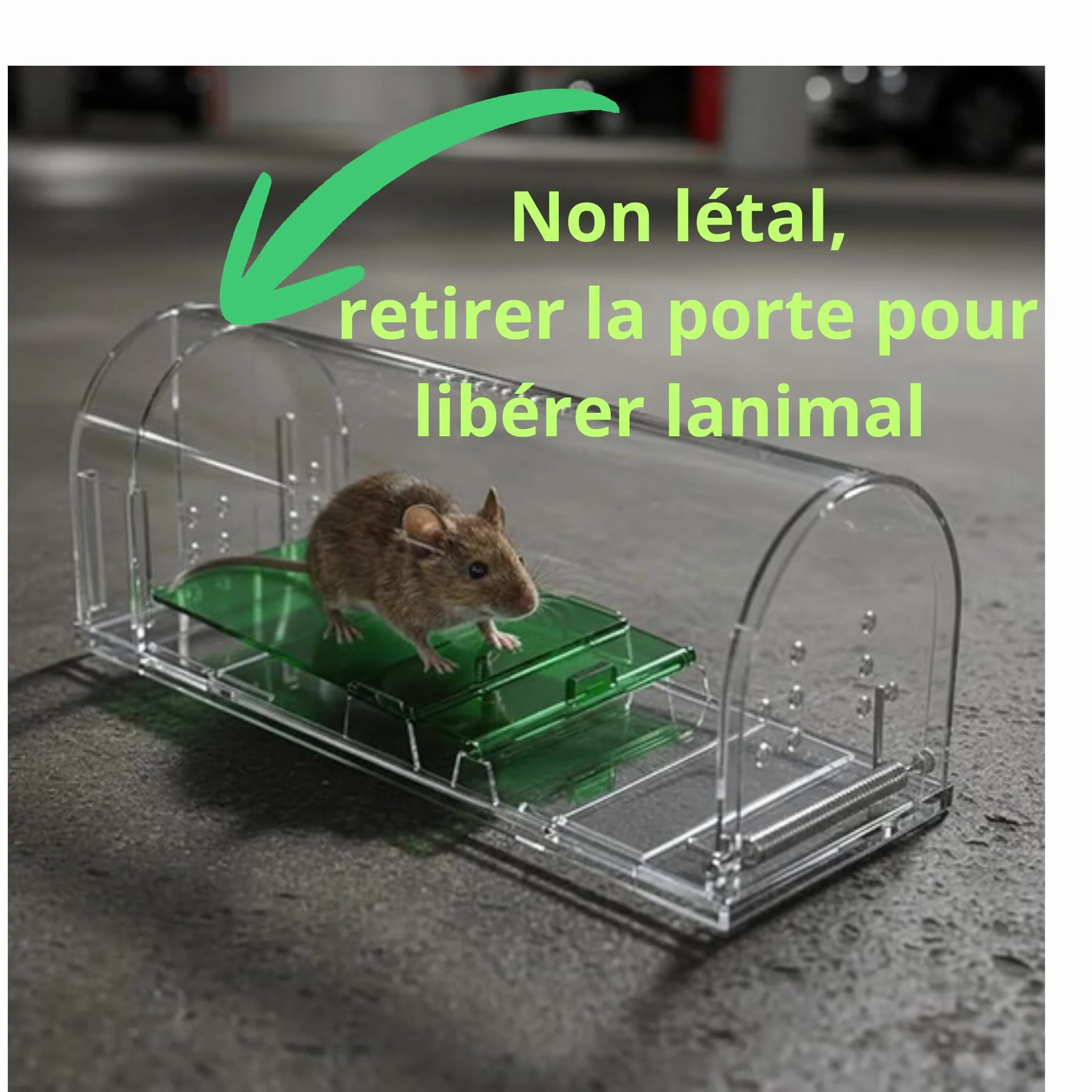 Piège à Souris vivantes Lot de 2 - boîte d'appât avec trous de ventilation et porte de sortie - Usage Intérieur et Extérieur Réutilisable
