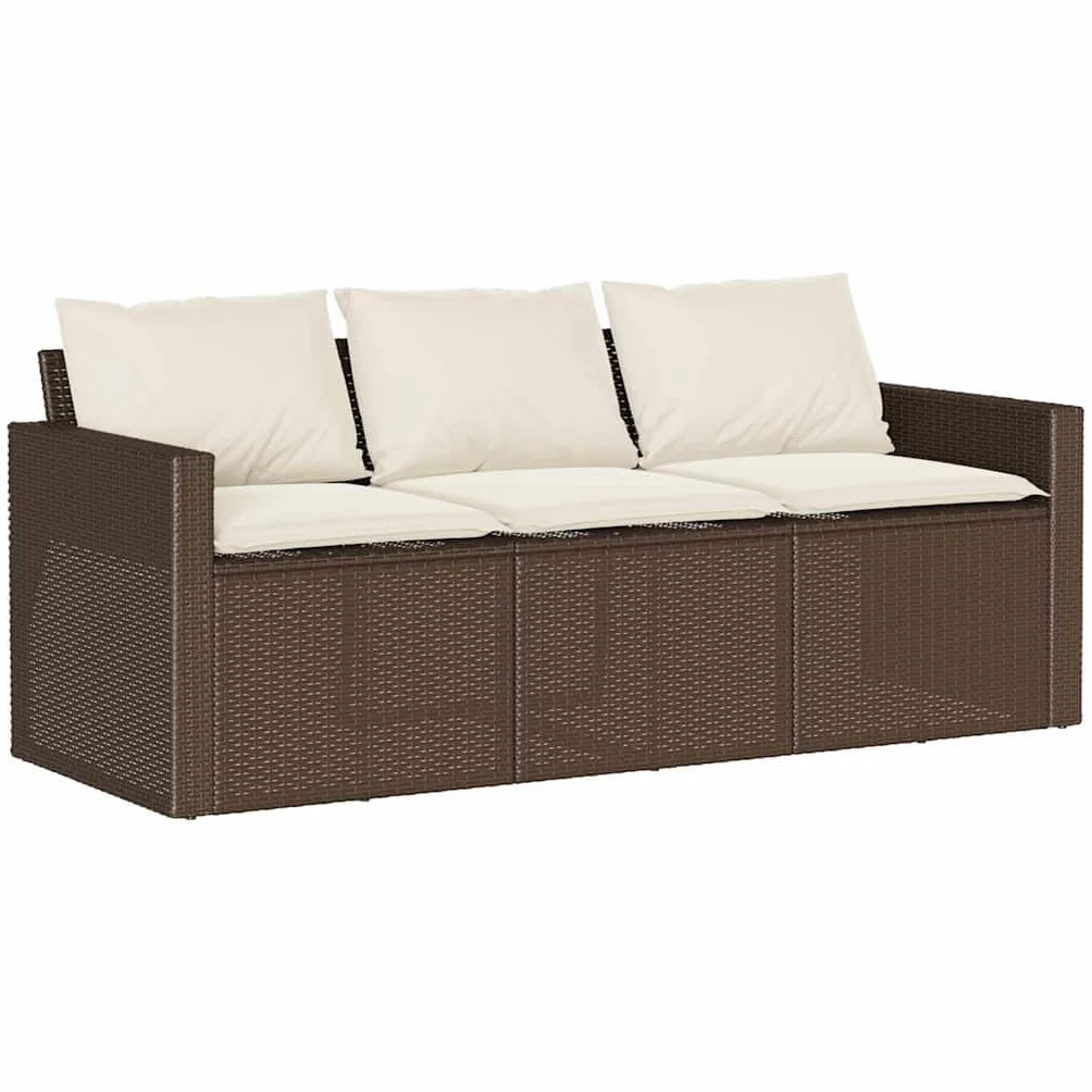 vidaXL Canapé de Jardin avec Coussins 3 Places Brun résine tressée, canapé d'extérieur, canapé de Jardin 3 Places, canapé d'extérieur 3 Places