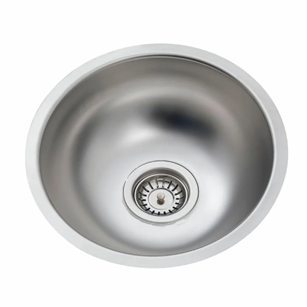Évier Rond Inox Ø34 cm Cuisine Camping Caravane Sans Trou Robinet