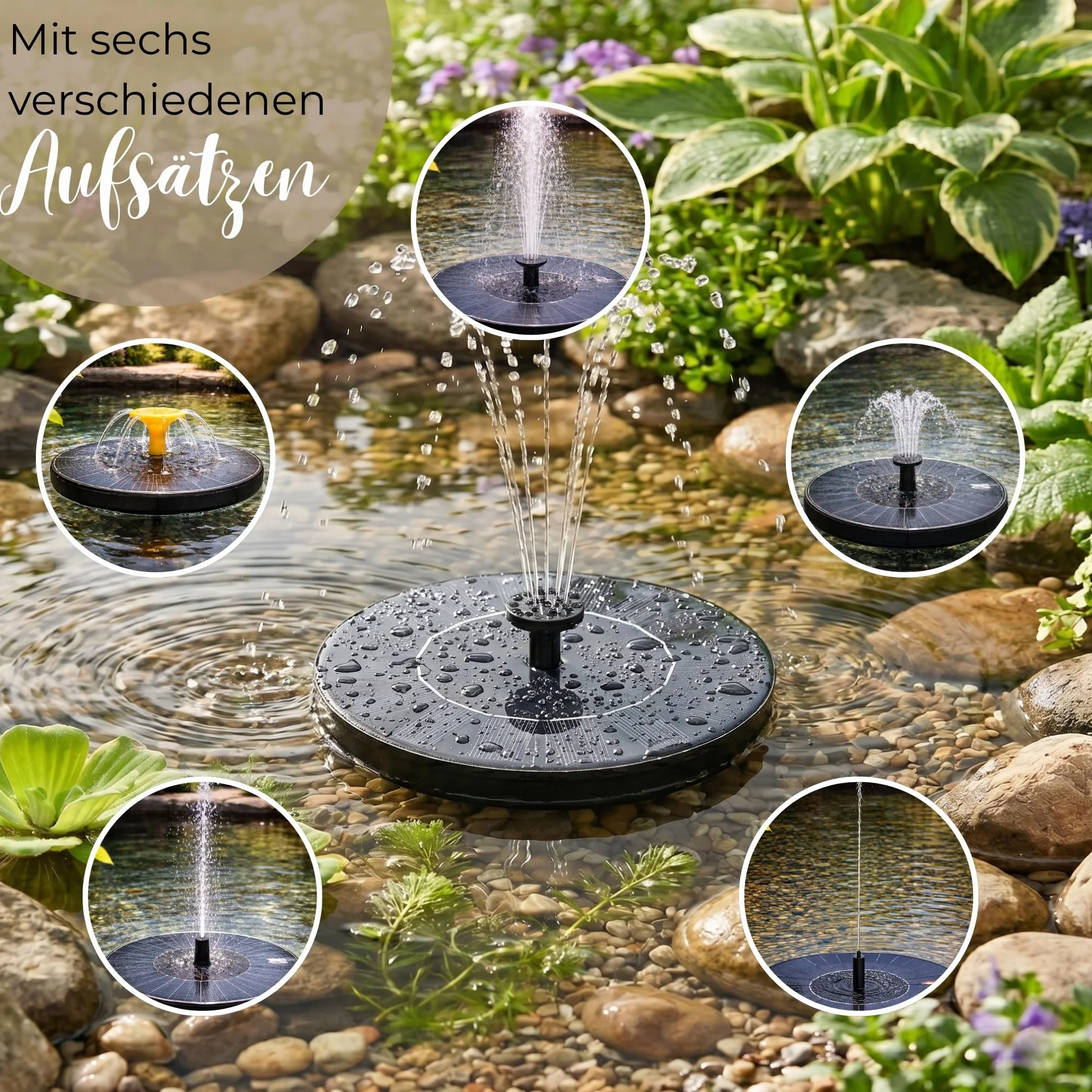 Kit de fontaine solaire pour l'extérieur 50 cm coque en métal de zinc fontaine de jardin