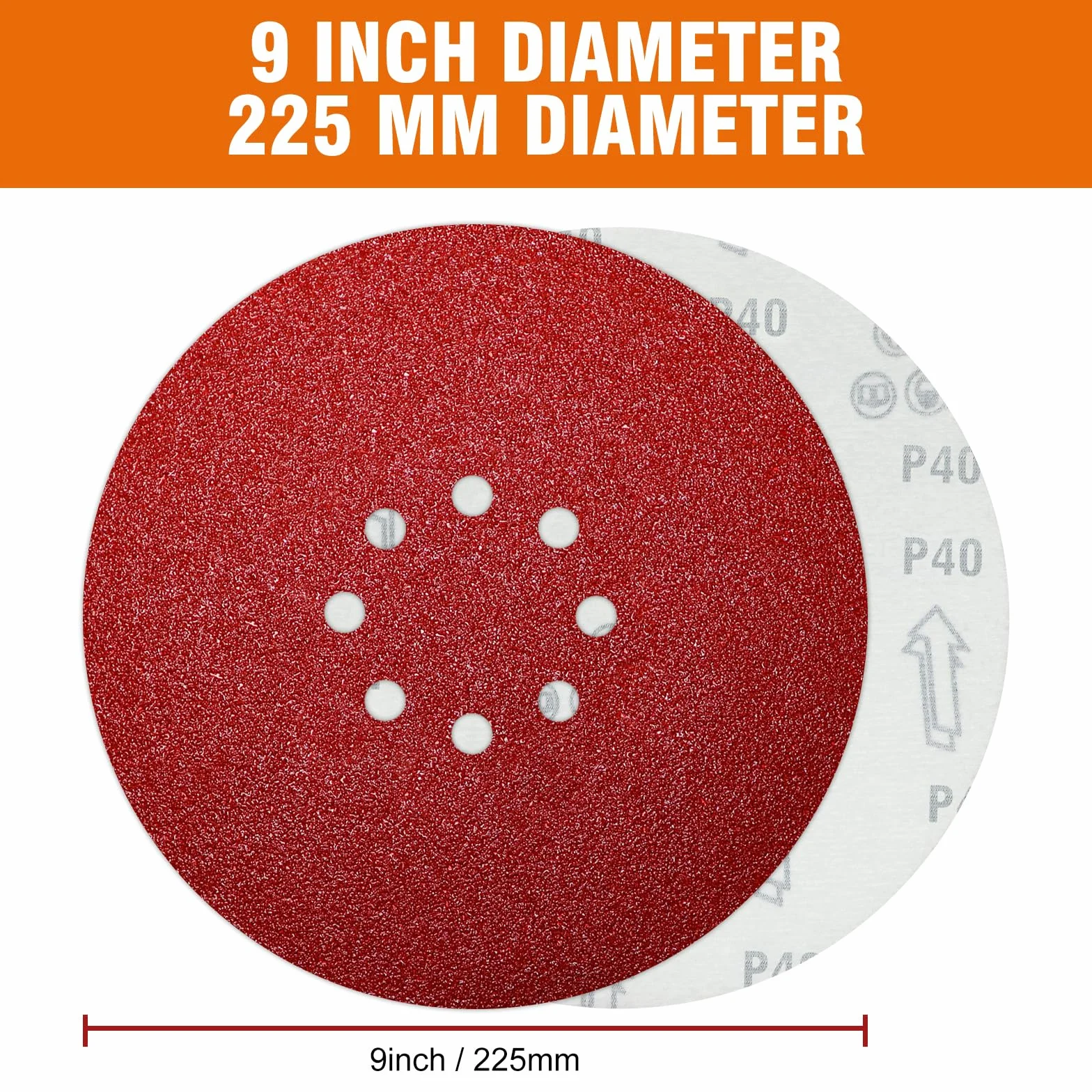 Disque Abrasif 225 mm 8 Trous 60 Pièces Grain 40-240 pour Ponceuse Girafe