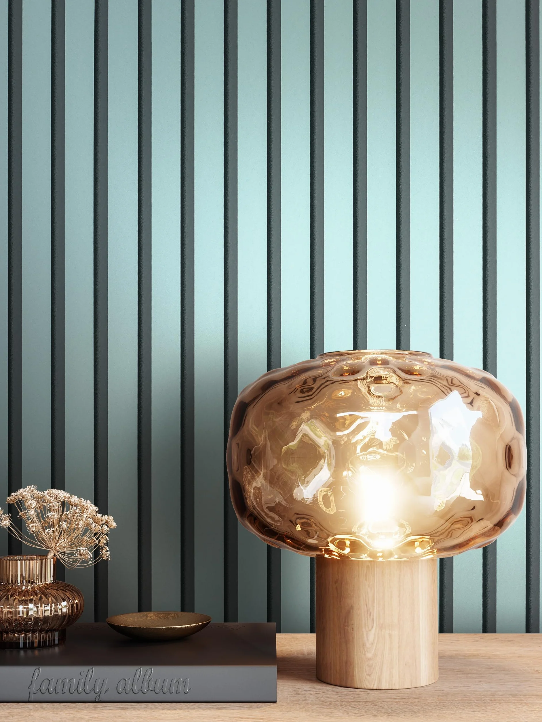Baker Blue Vlies Holzpaneele Wandverkleidung Skandinavisch Modern Lamellen Wohnzimmer Schlafzimmer
