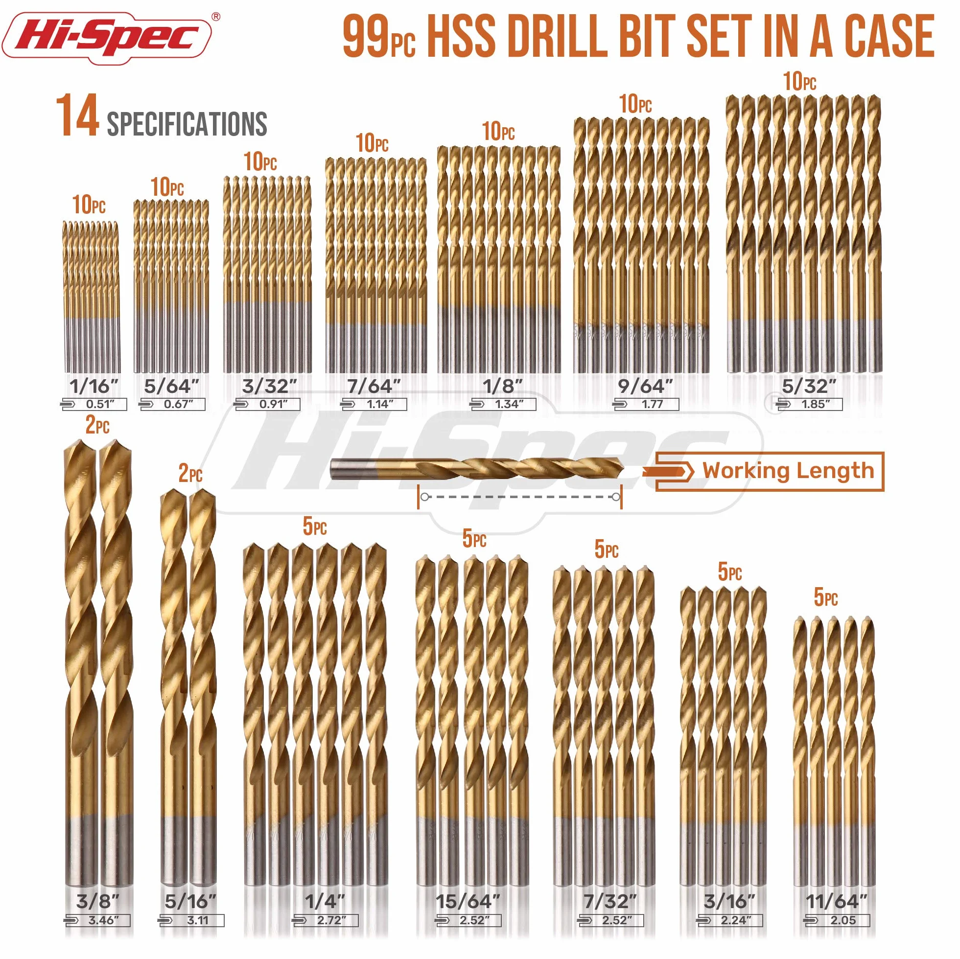 Lot de 99 Forets HSS Acier Revêtu Titane (1-10 mm) - Kit Complet Bois Métal Plastique avec Coffret Rangement