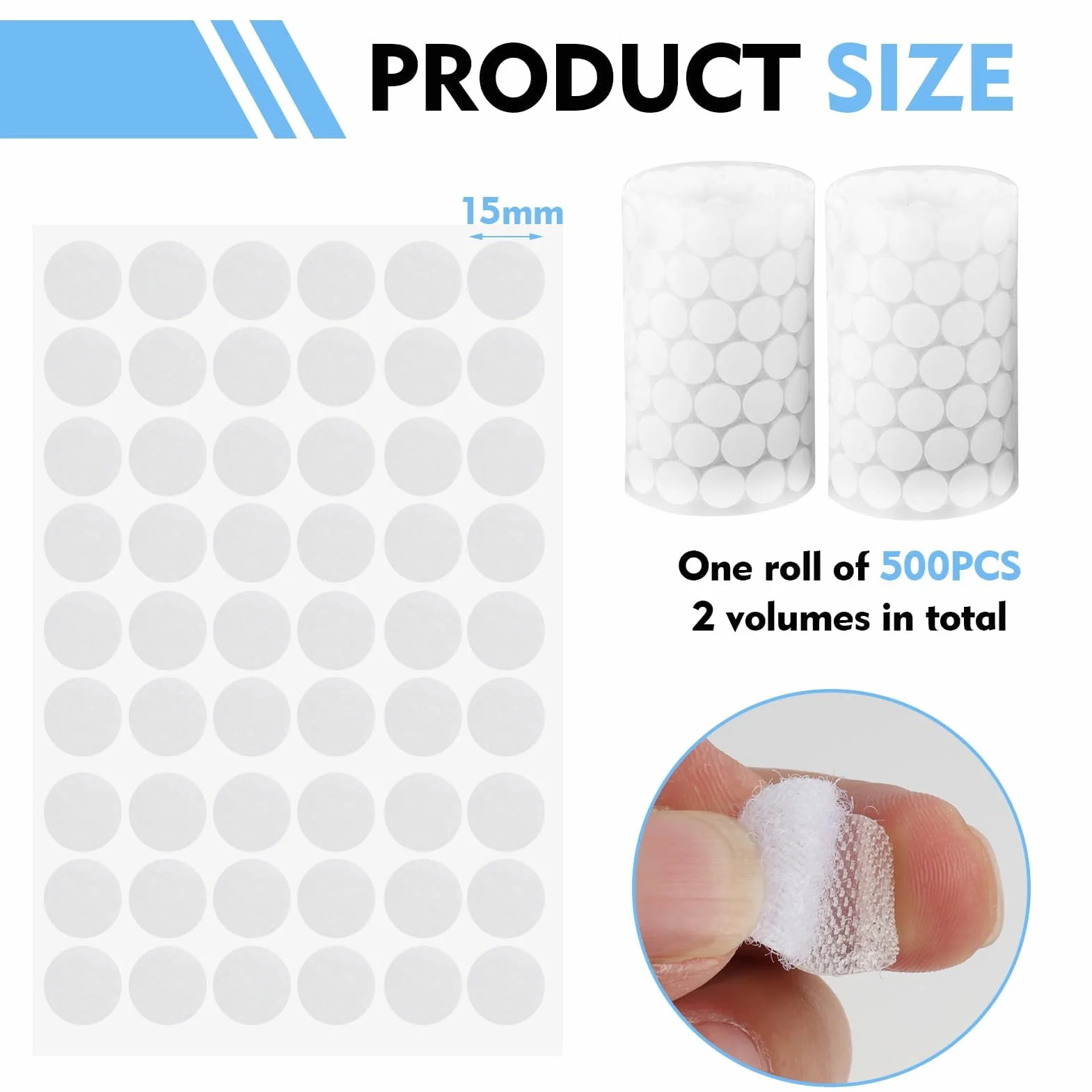 Pastilles Scratch Autocollantes Rondes 15 mm Blanc 1000 Pièces Double Face pour Bricolage