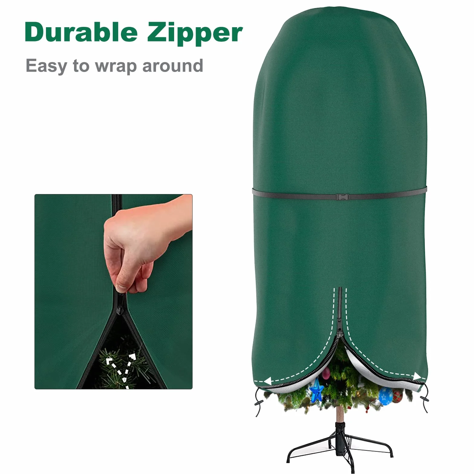 Sac de Rangement pour Sapin de Noël, Sac étanche et indéchirable, Housse de Transport pour Sapin de Noël, jusqu'à 6 ft Arbres de Noël et Autres décorations de Noël Vert