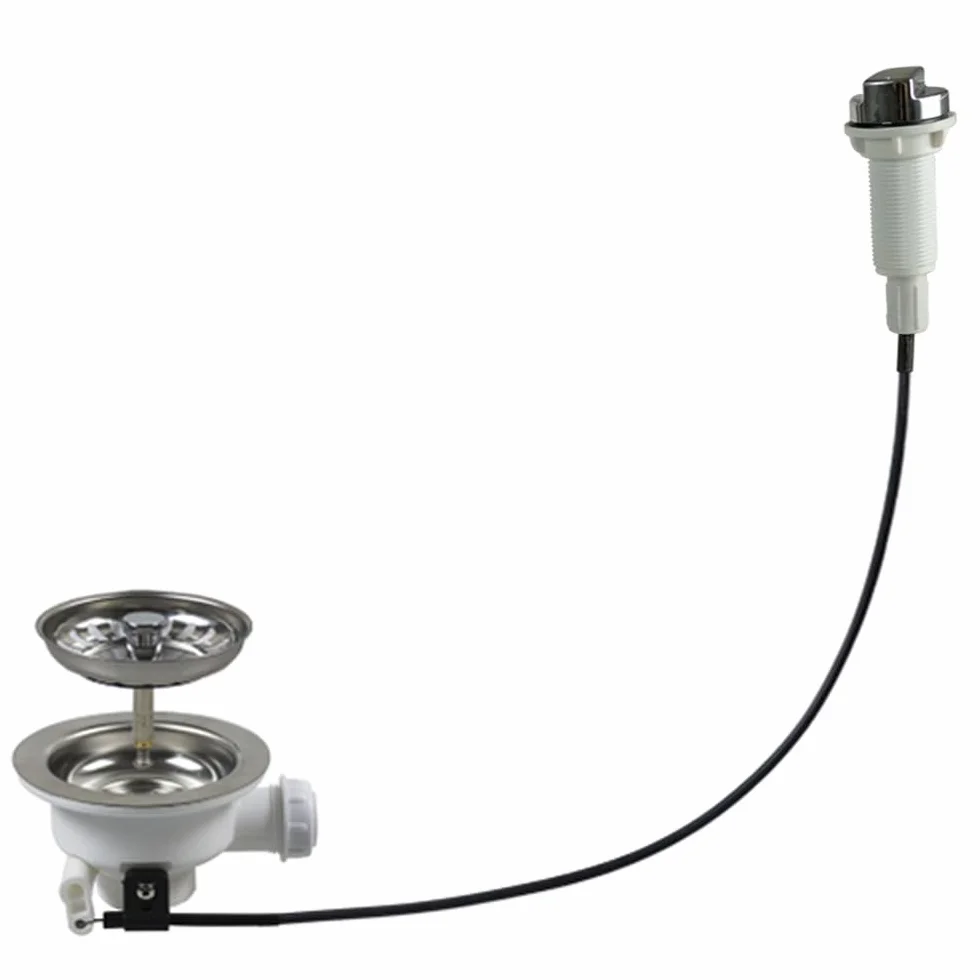 Talea Bonde de vidange pour évier de cuisine avec contrôle par câble, panier filtrant 110 mm
