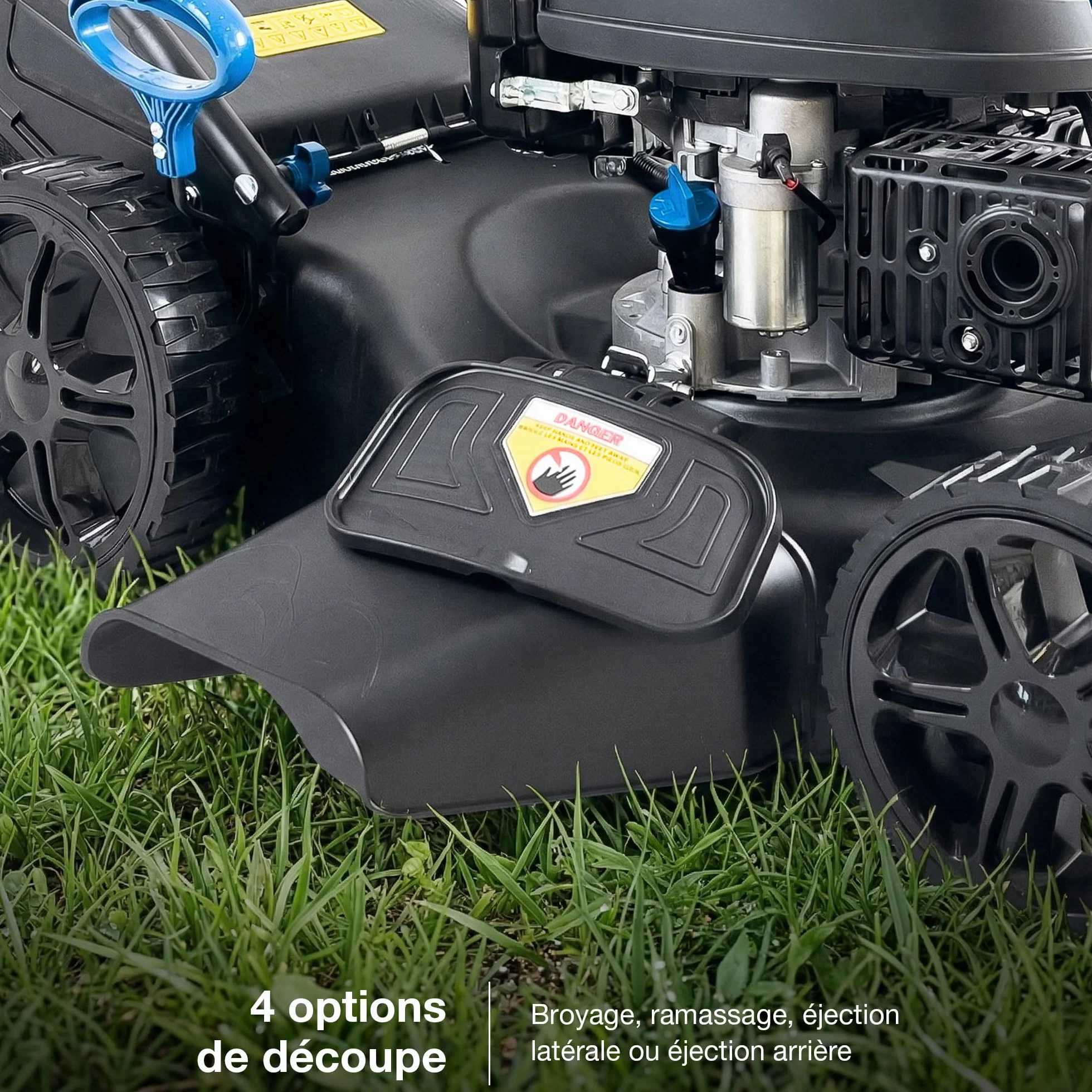 Hyundai Tondeuse à Gazon Thermique 51 cm Autotractée Démarrage Électrique Moteur 4-Temps 196 CC 4-en-1 Mulching Bac 60 L