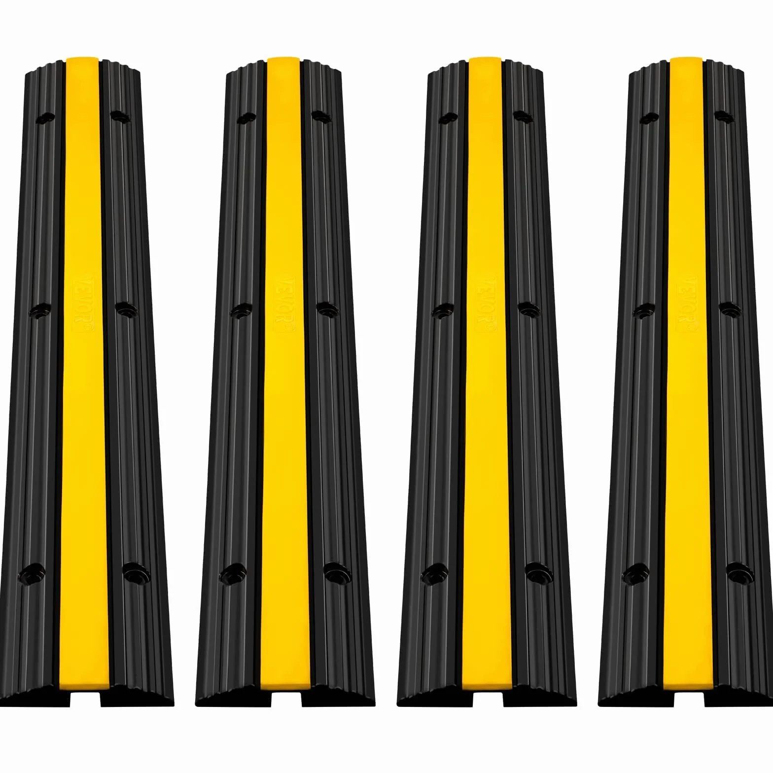 VEVOR Lot de 4 Protections de câbles à 1 Canal, Protection de câble en Caoutchouc thermoplastique, Design modulaire 100 x 15 x 2,5 cm Noir