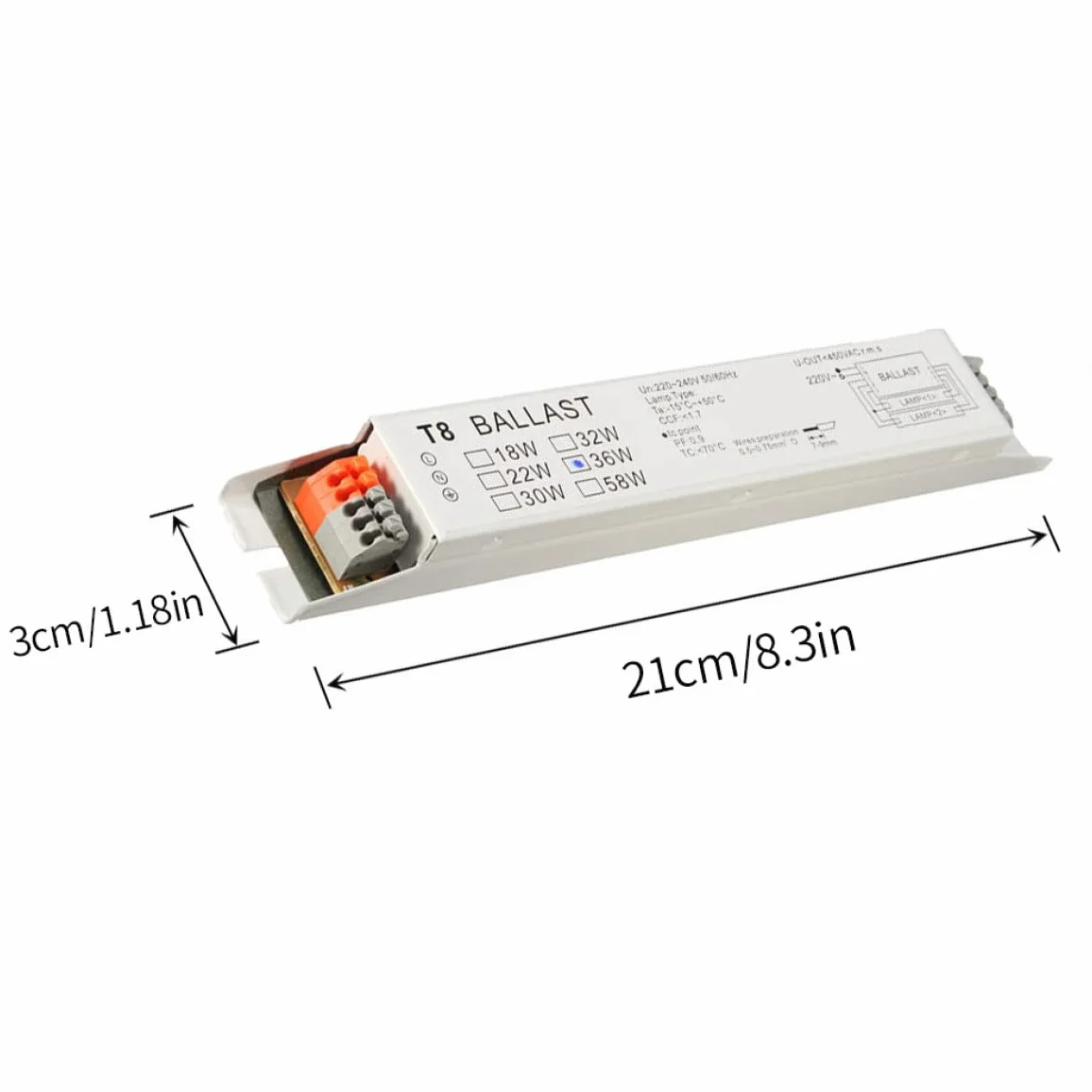 Ballast électronique T8 2x36W Tension large pour lumière fluorescente
