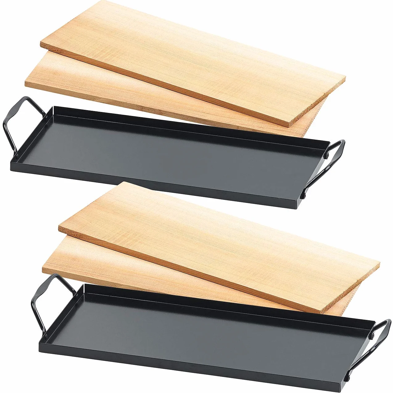 Rosenstein & Söhne Ensemble de 4 Planches à Fumer en Bois de cèdre avec 2 plaques en métal