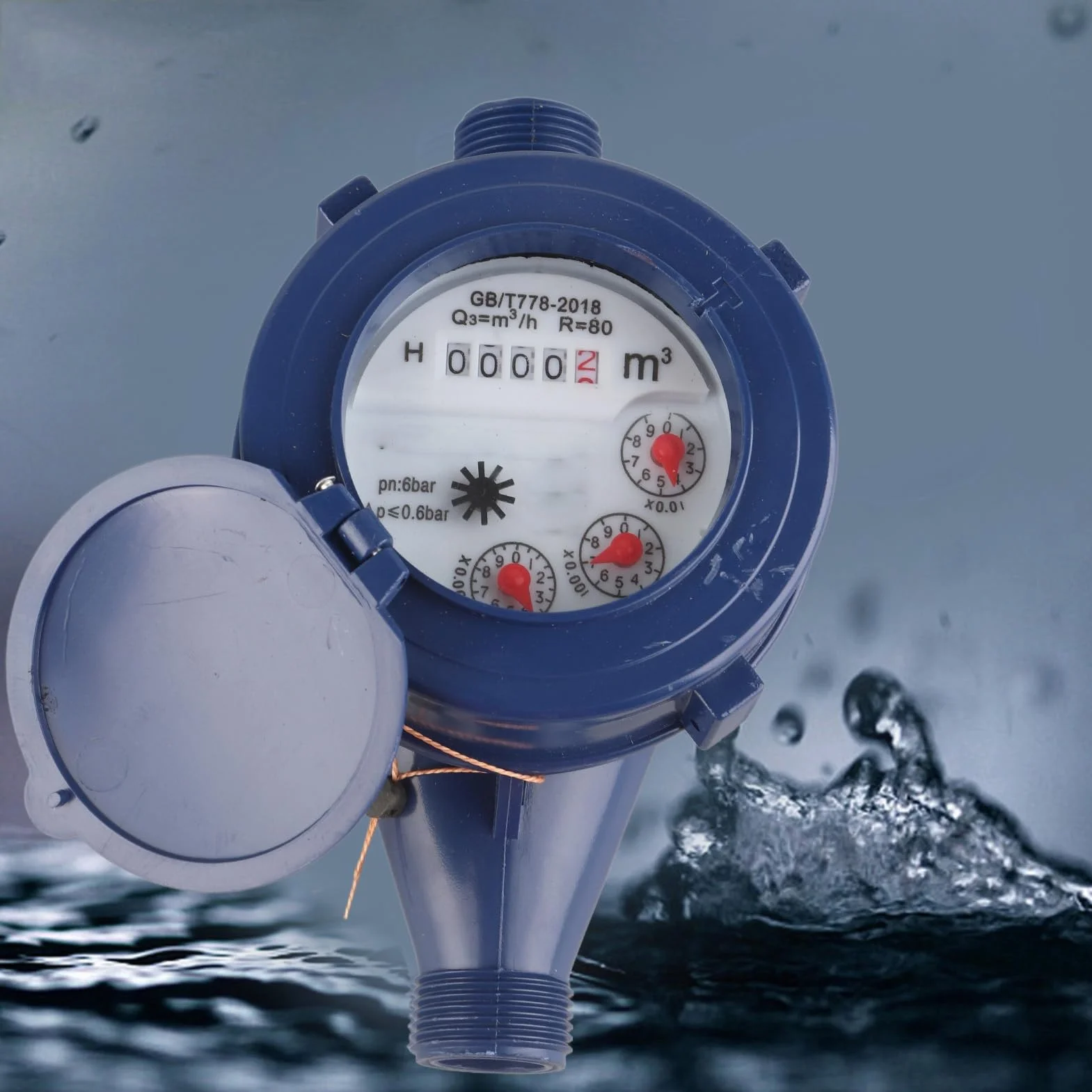 Compteur d'Eau Froide Plastique 1/2" DN15 Débitmètre Jardin