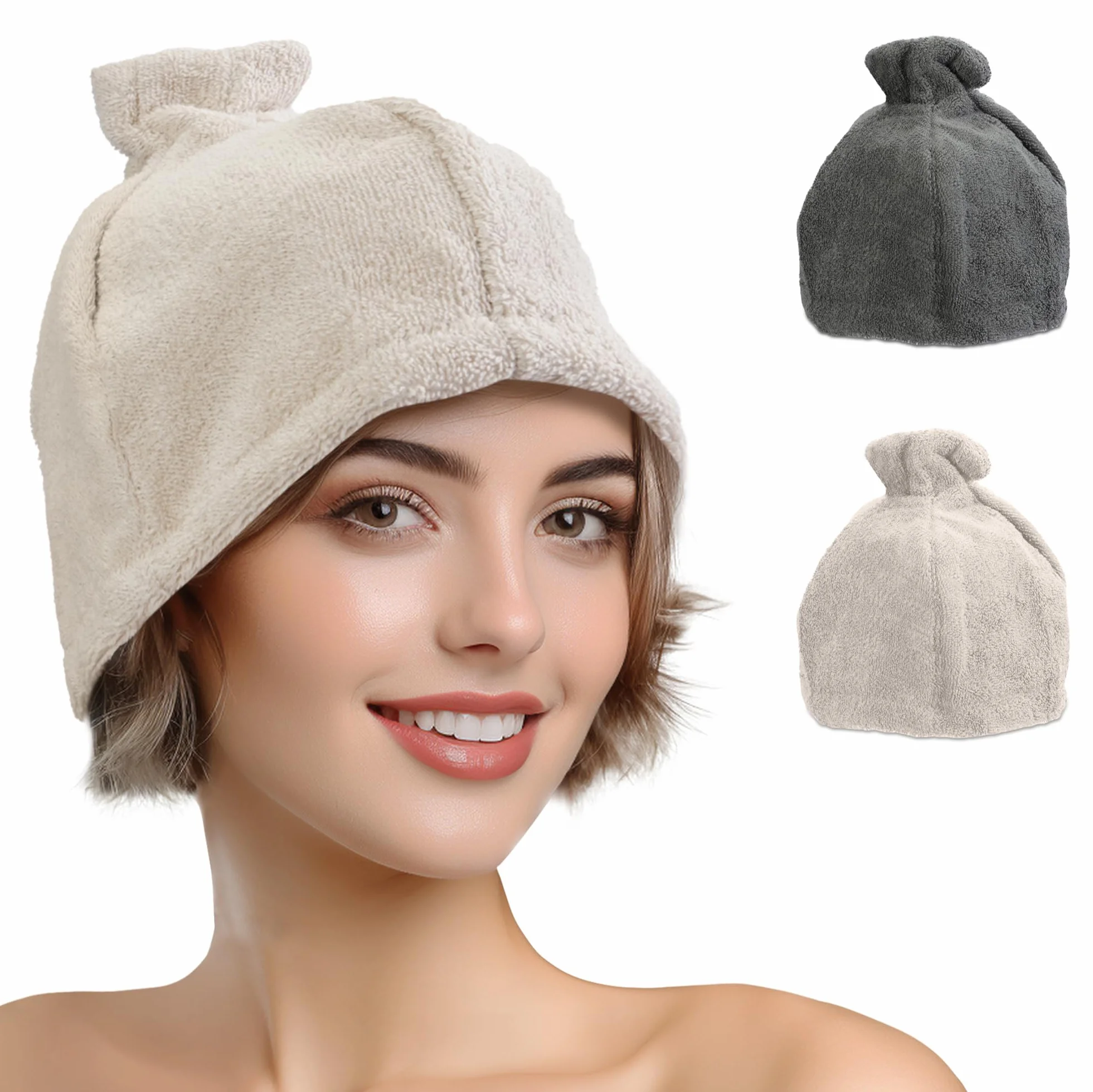 Bonnet de sauna 100% coton éponge 25 x 15 x 3 cm - Accessoire sauna spa hammam résistant à la chaleur