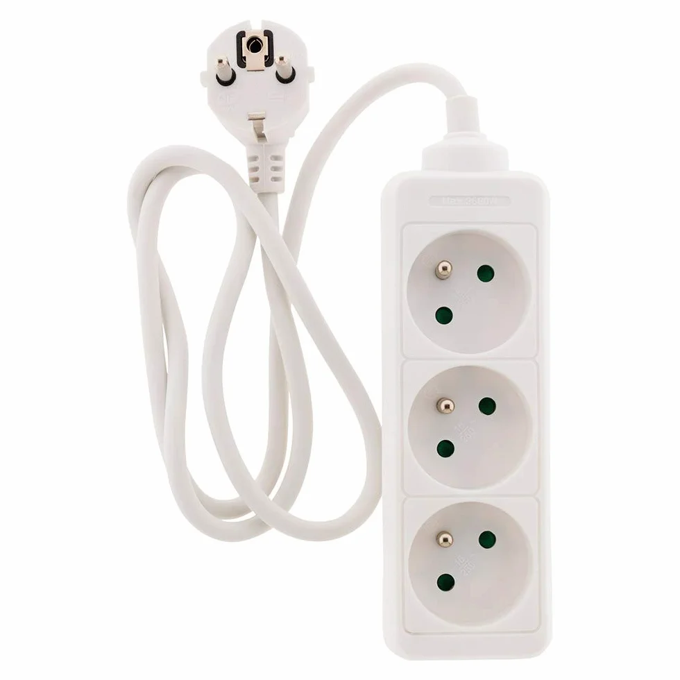 Bloc multiprise 3 prises 2P+T 16A Blanc Zenitech