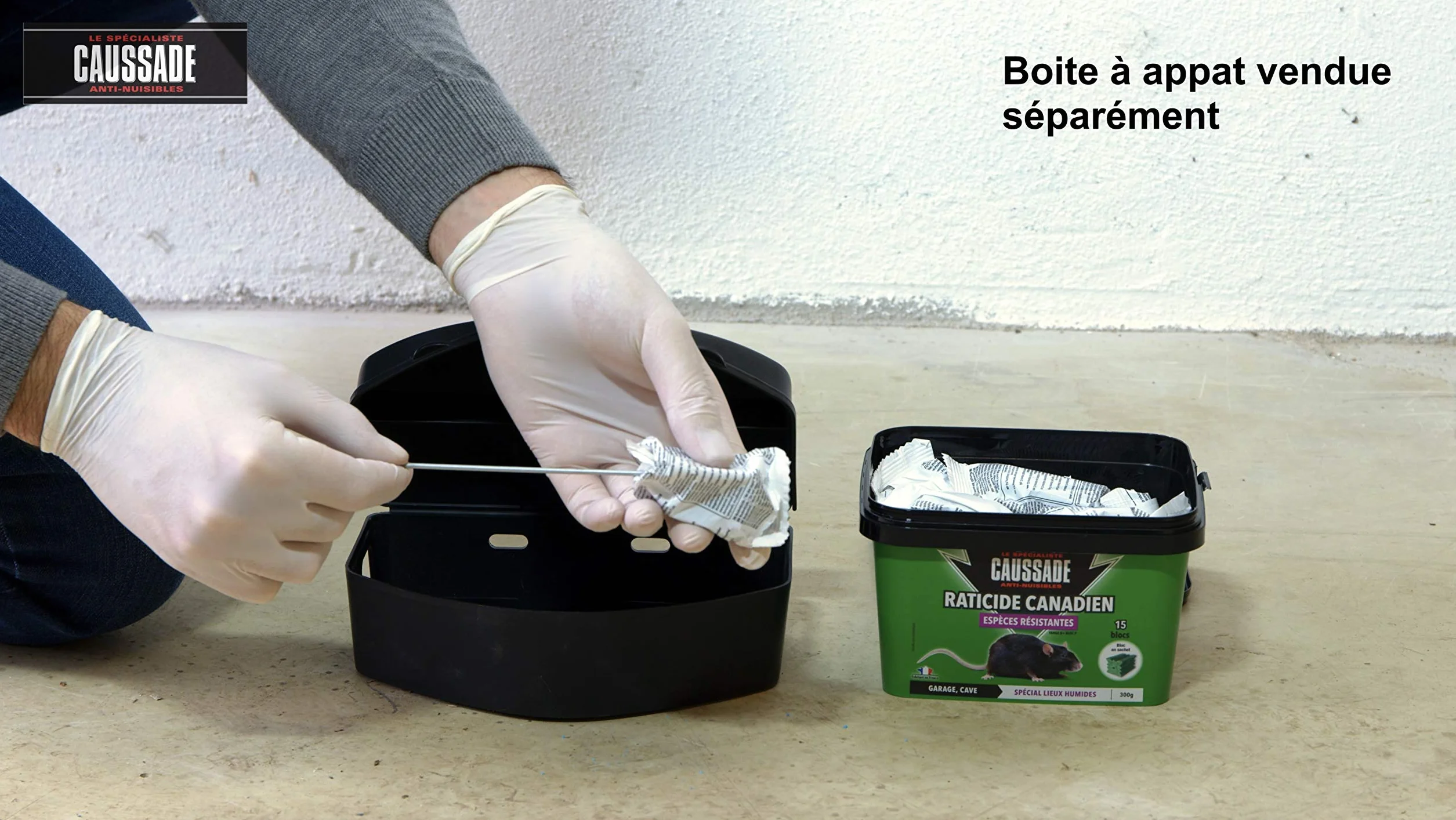 CAUSSADE Raticide Canadien - Anti Rats & Souris - Efficacité Radicale - Lieux très humides – Appâts Blocs - Prêt à l'emploi - Une Ingestion Suffit - Fabriqué en France - 15 Blocs - 300g CARBL300N