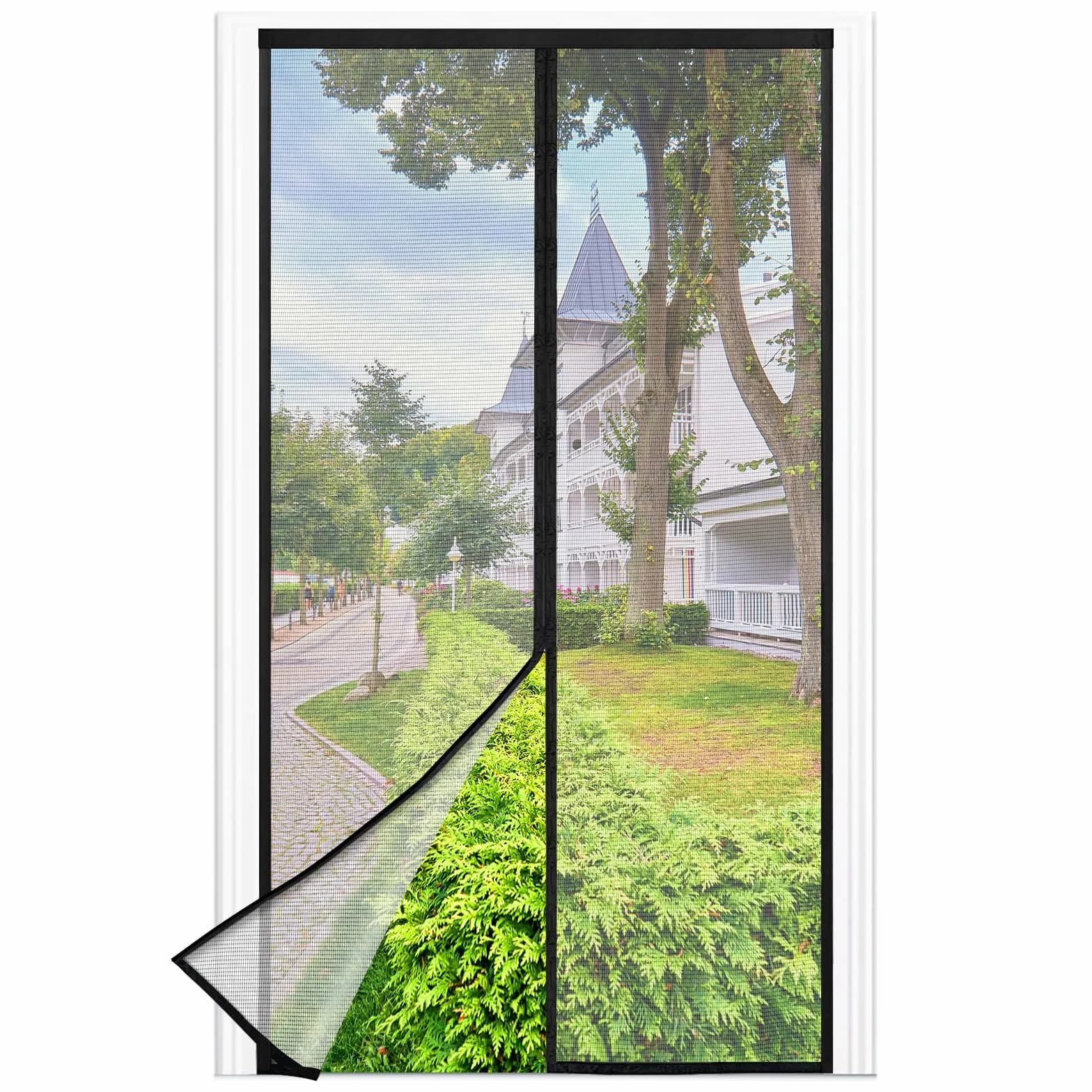 Moustiquaire Porte Fenêtre 120x220 cm Maillage Fine Noire Magnétique Anti Mouche Bande Velcro 3.8 cm