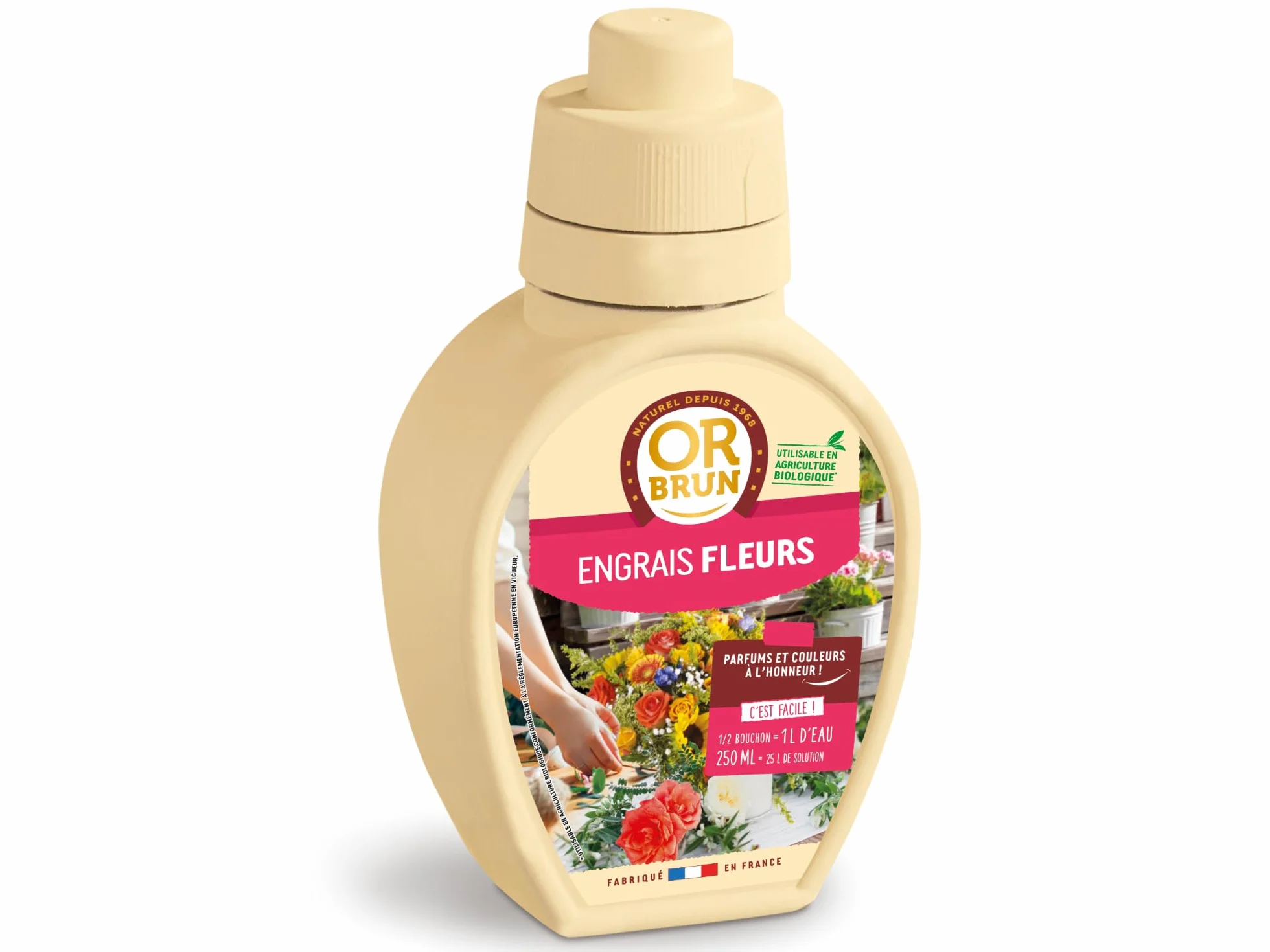 OR BRUN Engrais Fleurs - 250ml - Renforce Les Plantes & Améliore La Floraison - Fabriqué En France - Utilisable En Agriculture Biologique OBRECLFLEURS250