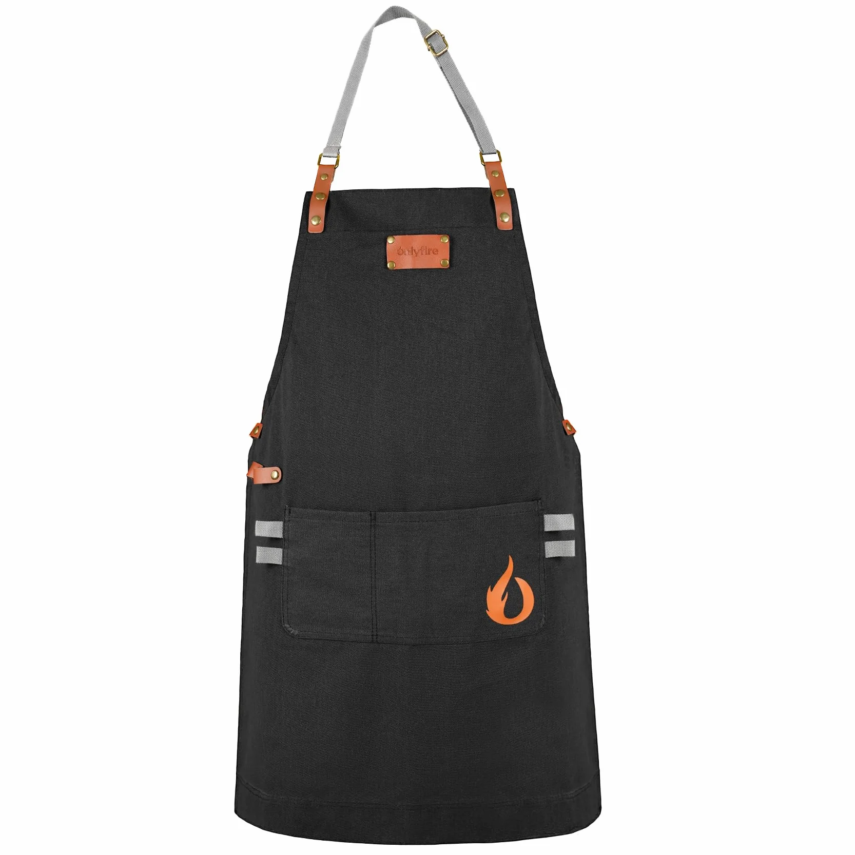 onlyfire Tablier de Barbecue Homme avec 2 Poches, Réglable Étanche Tablier pour BBQ Fête et Jardinage, Cadeaux pour Fête des Pères, Anniversaire et Noël