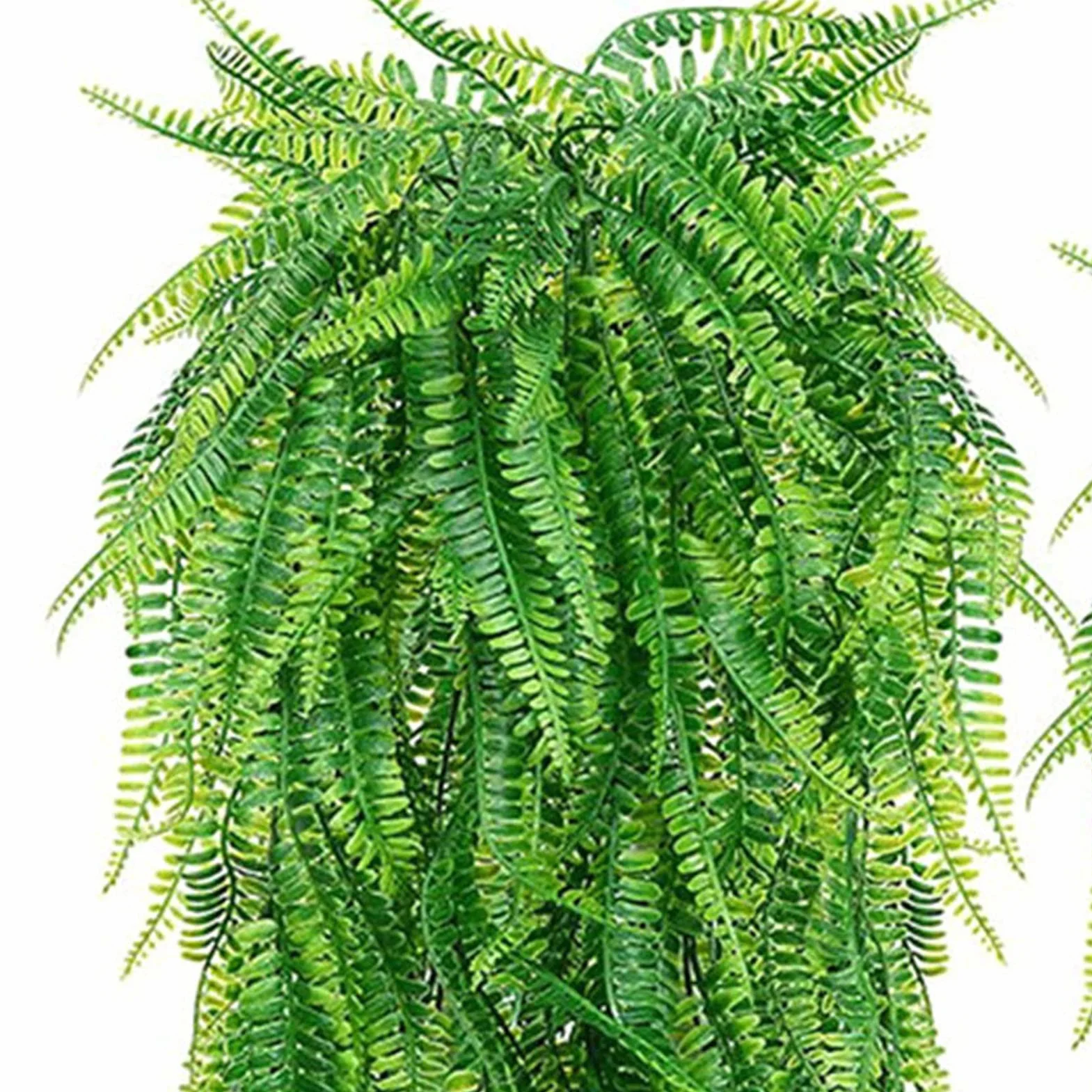 JUOPZKENN Lot de 2 fougères artificielles à suspendre, plantes de vigne imperméables, anti-UV, fausses plantes à suspendre en plastique pour terrasse, porche, jardin, cour, décoration intérieure et