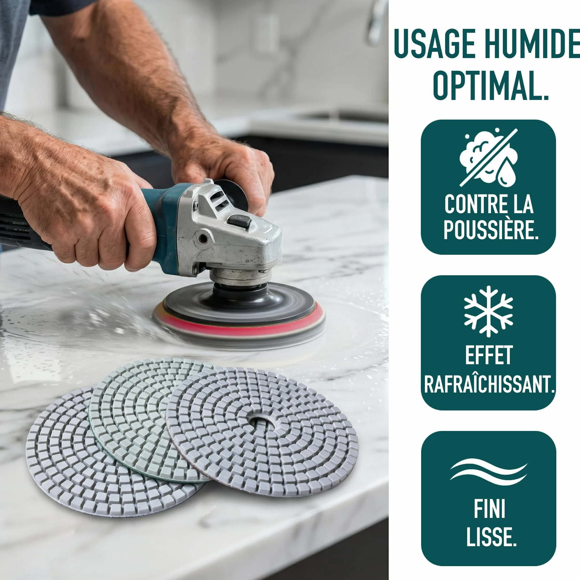 Disques à Polir Diamant 4 Pouces 100mm M14 Grains 50-10000 pour Béton Granit Marbre