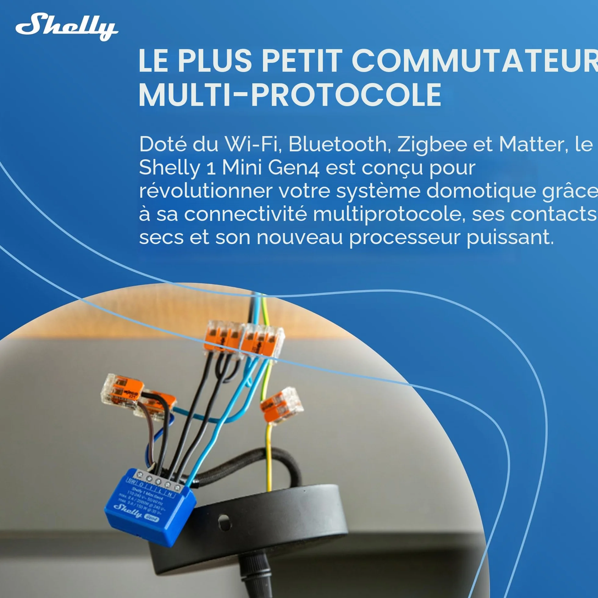 Shelly 1 Mini Gen4 Micromodule interrupteur Matter Zigbee Wi-Fi 1 Canal 8A Contacts secs