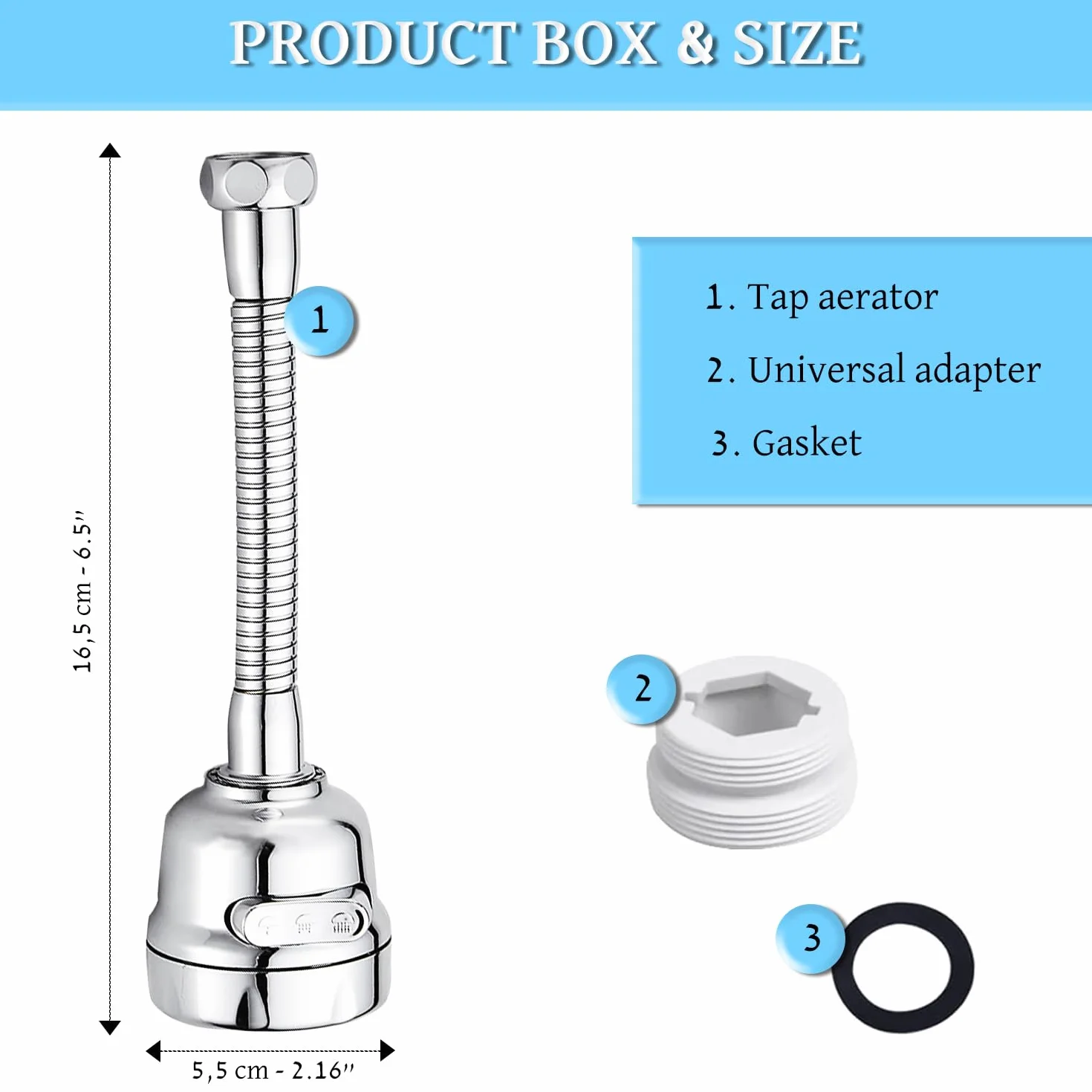 Mousseur robinet cuisine économie eau 3 modes acier inox flexible brise jet aérateur