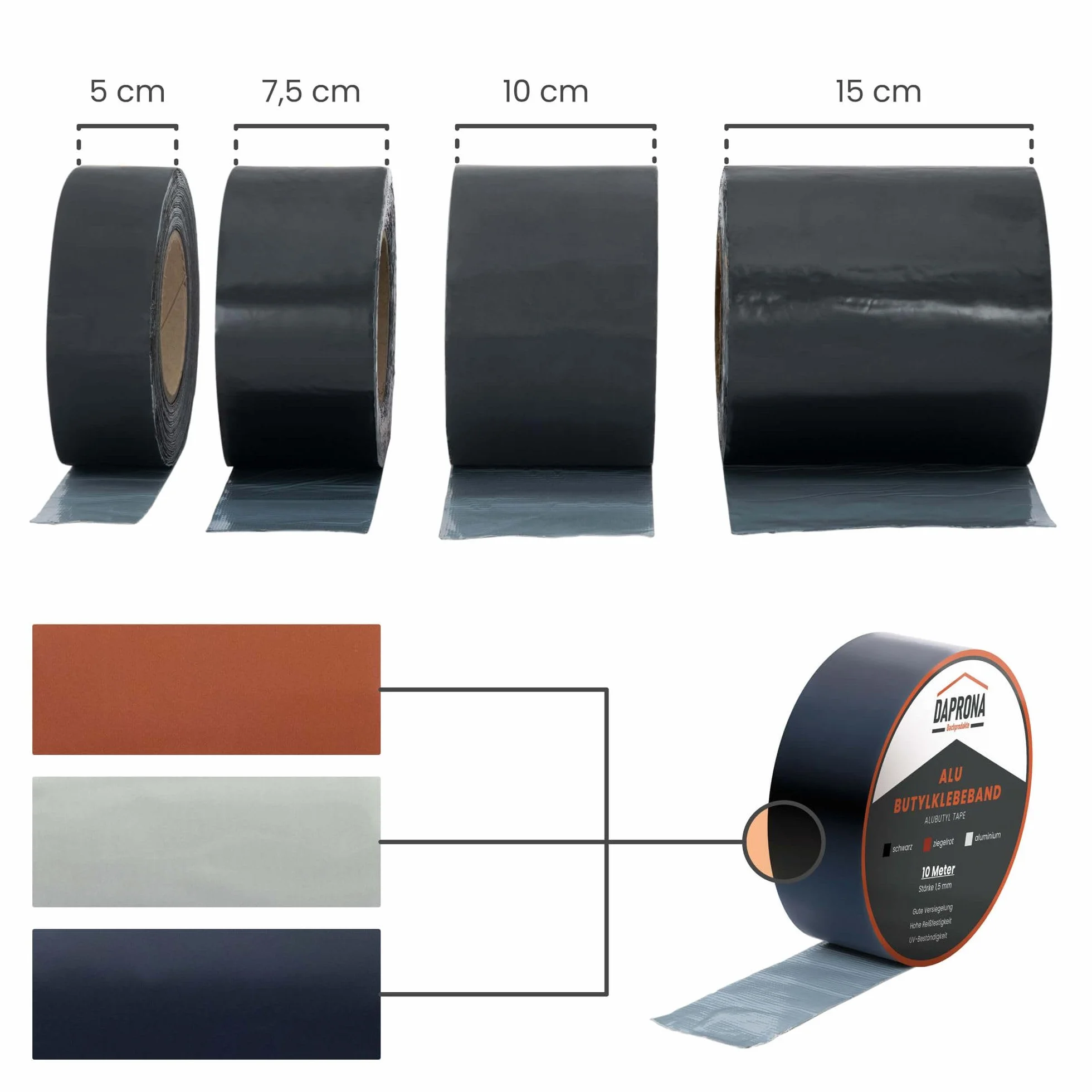 Bande d'étanchéité 10m 150mm noir aluminium résistante à l'eau
