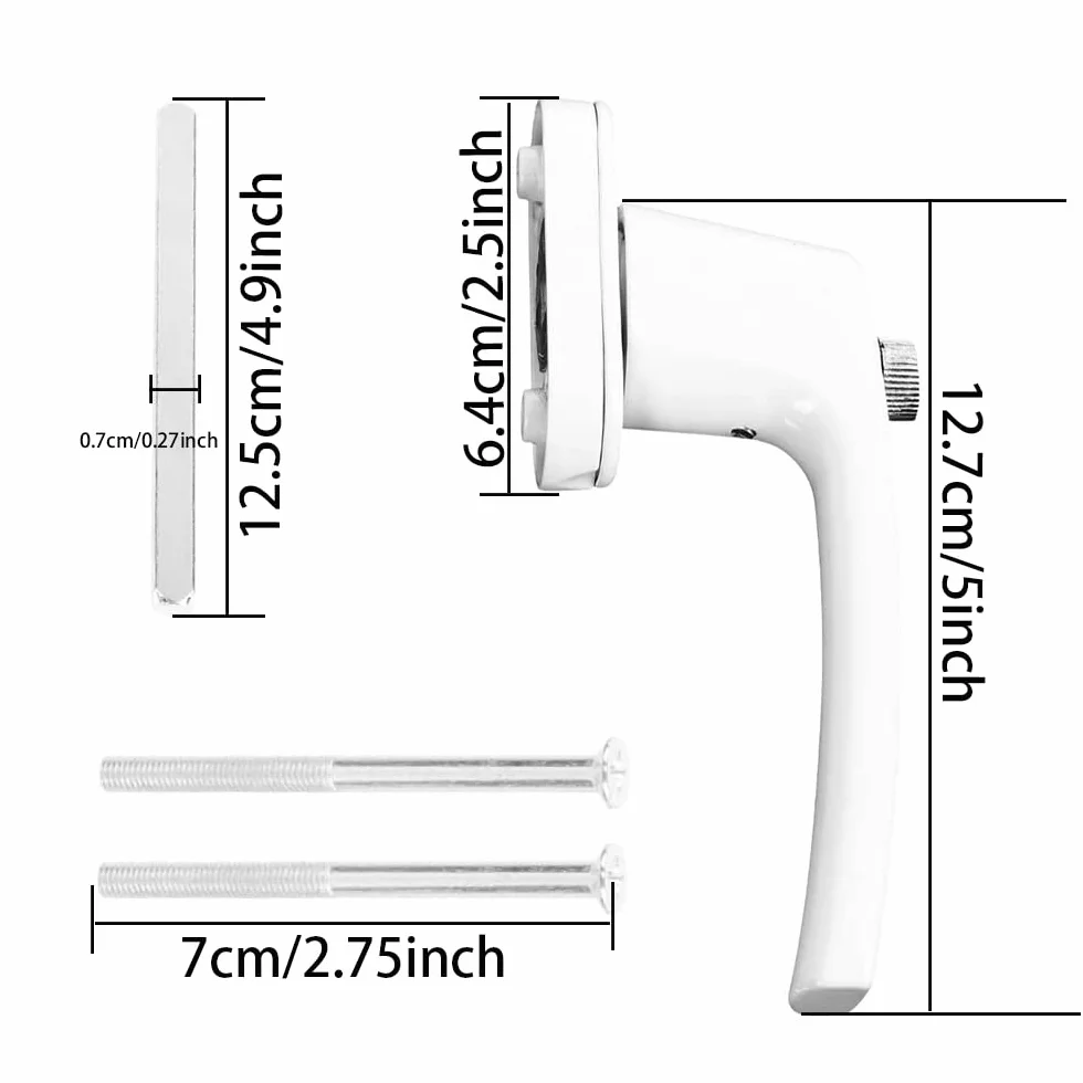 Poignée de Fenêtre avec Serrure en Aluminium, Verrouillable, avec Vis de Fixation, Blanc
