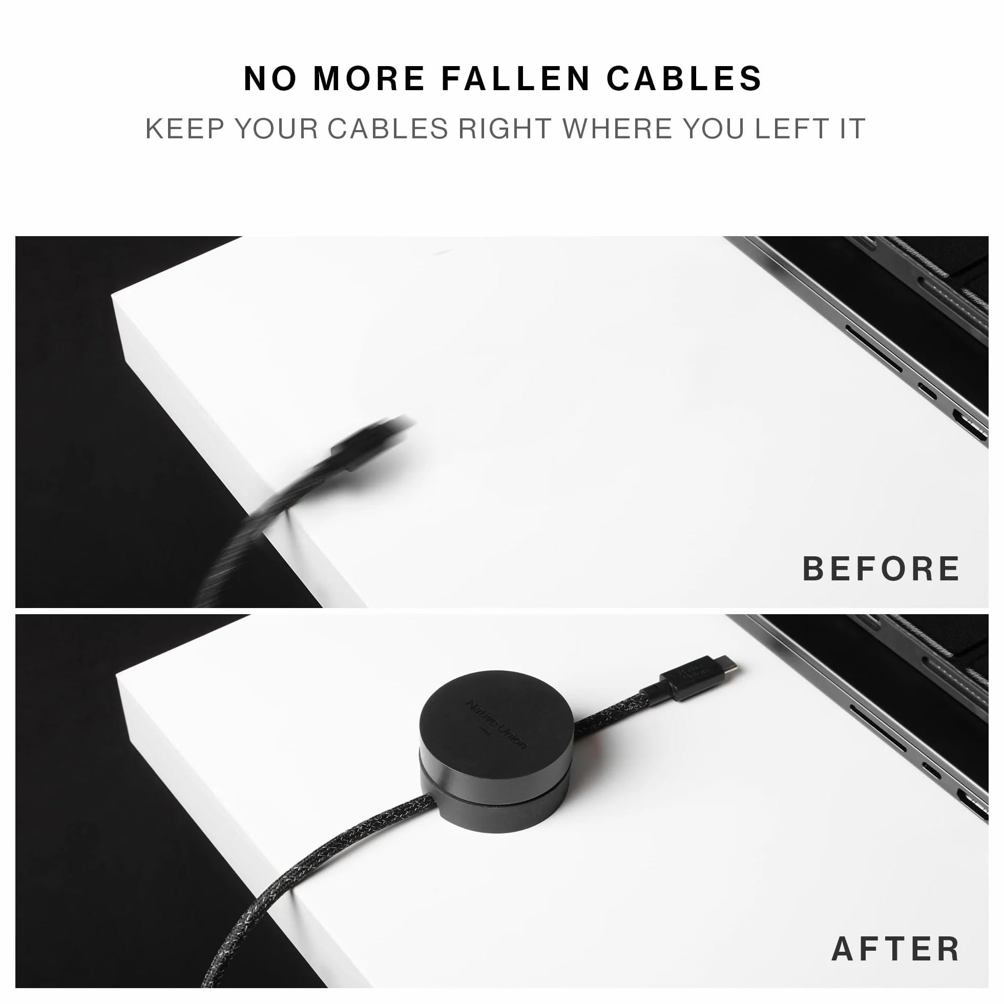 Native Union Weighter Support de câble antidérapant métal silicone pour bureau table de nuit USB-C Lightning