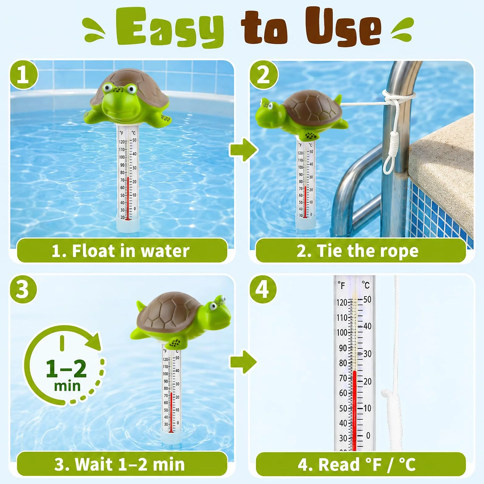 Thermomètre Piscine Flottant Cartoon Double Échelle °C/°F -10 à 50°C 20 cm