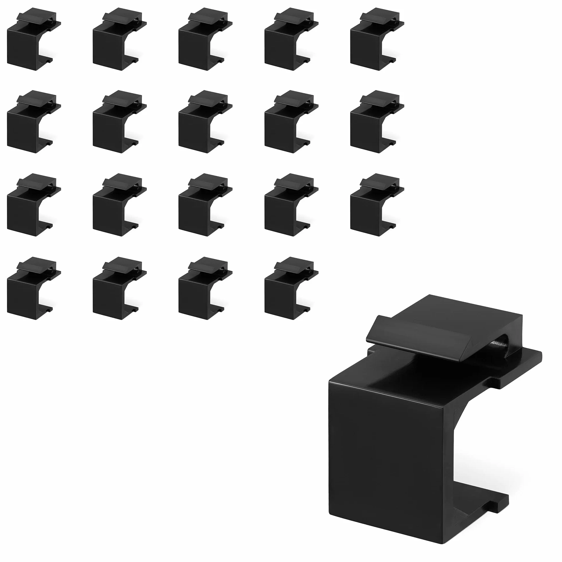 kwmobile Keystone Protège-prise noir Lot de 20 - Jack protection poussière montage snap-in
