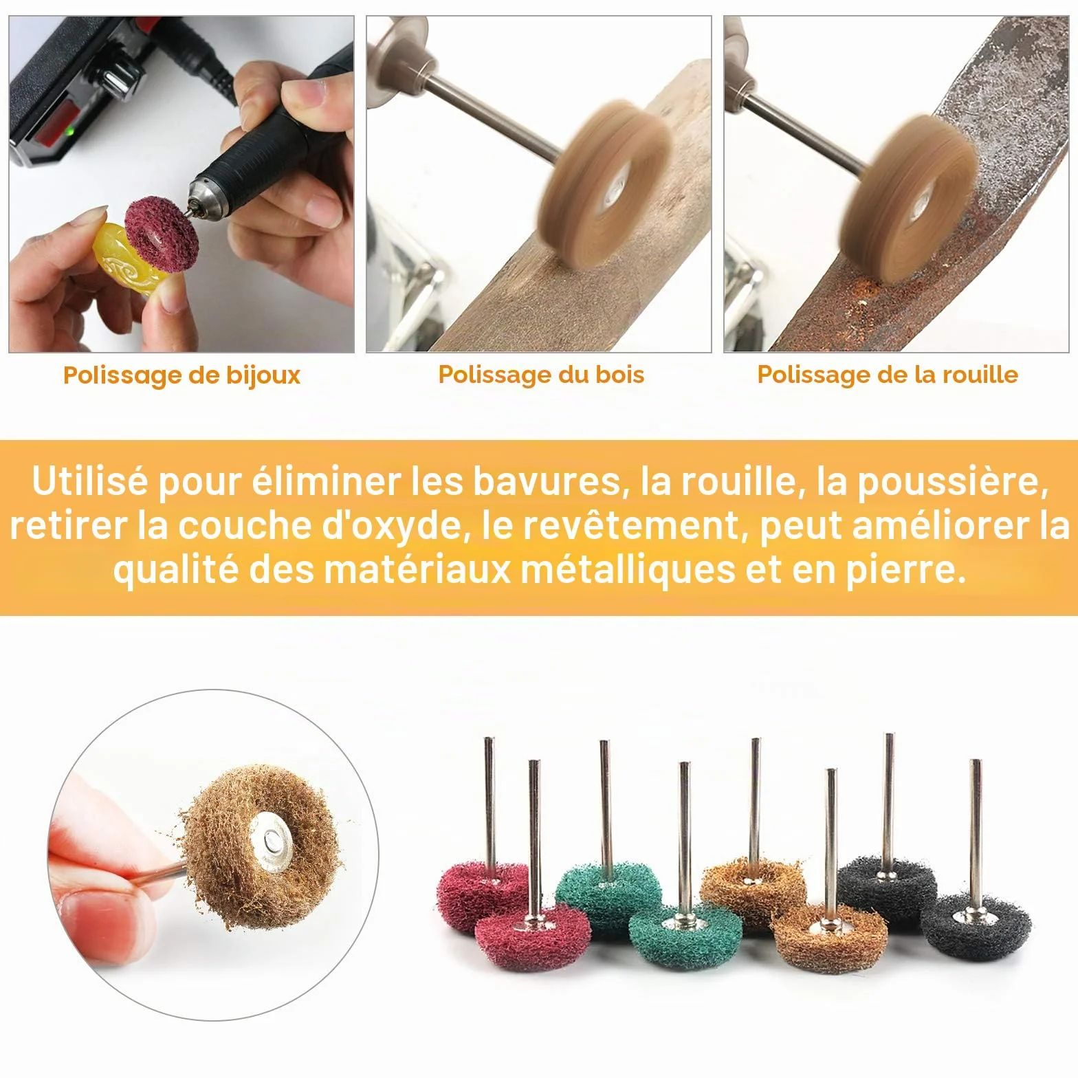 Dremel Lot 40 roues polissage abrasives grain 80-400 pour outil rotatif bois