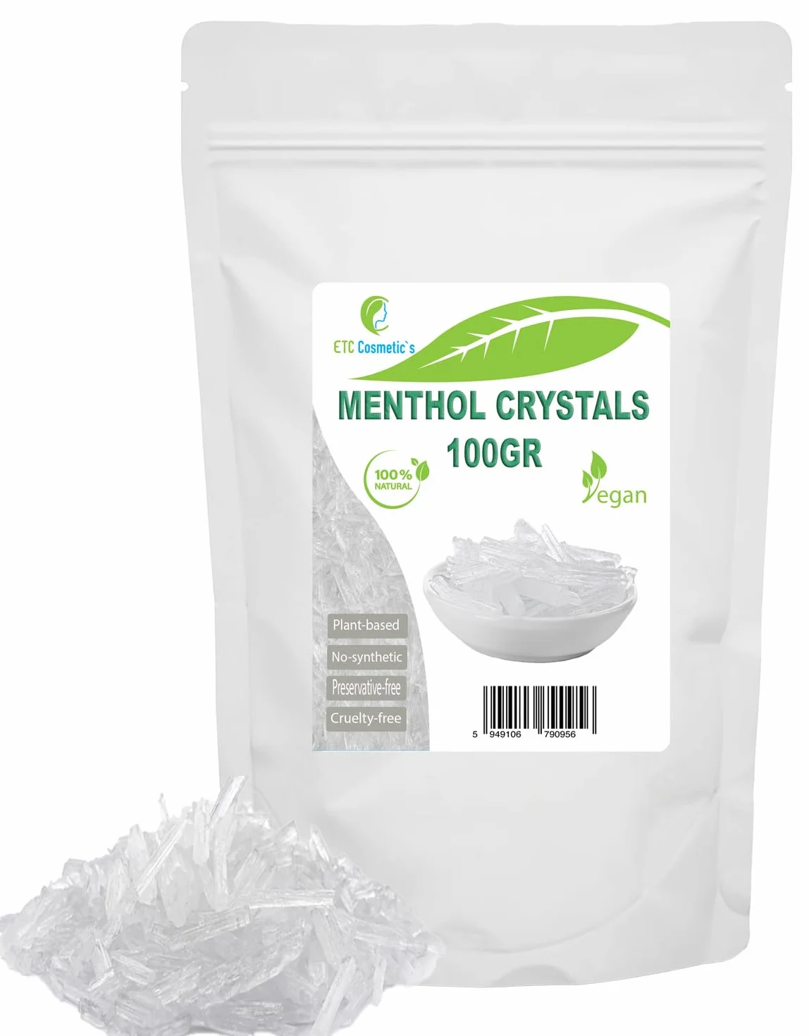 Cristaux de Menthol 100gr Menthe 100% Naturelle Rafraîchissant Cosmétique Sauna Infusion