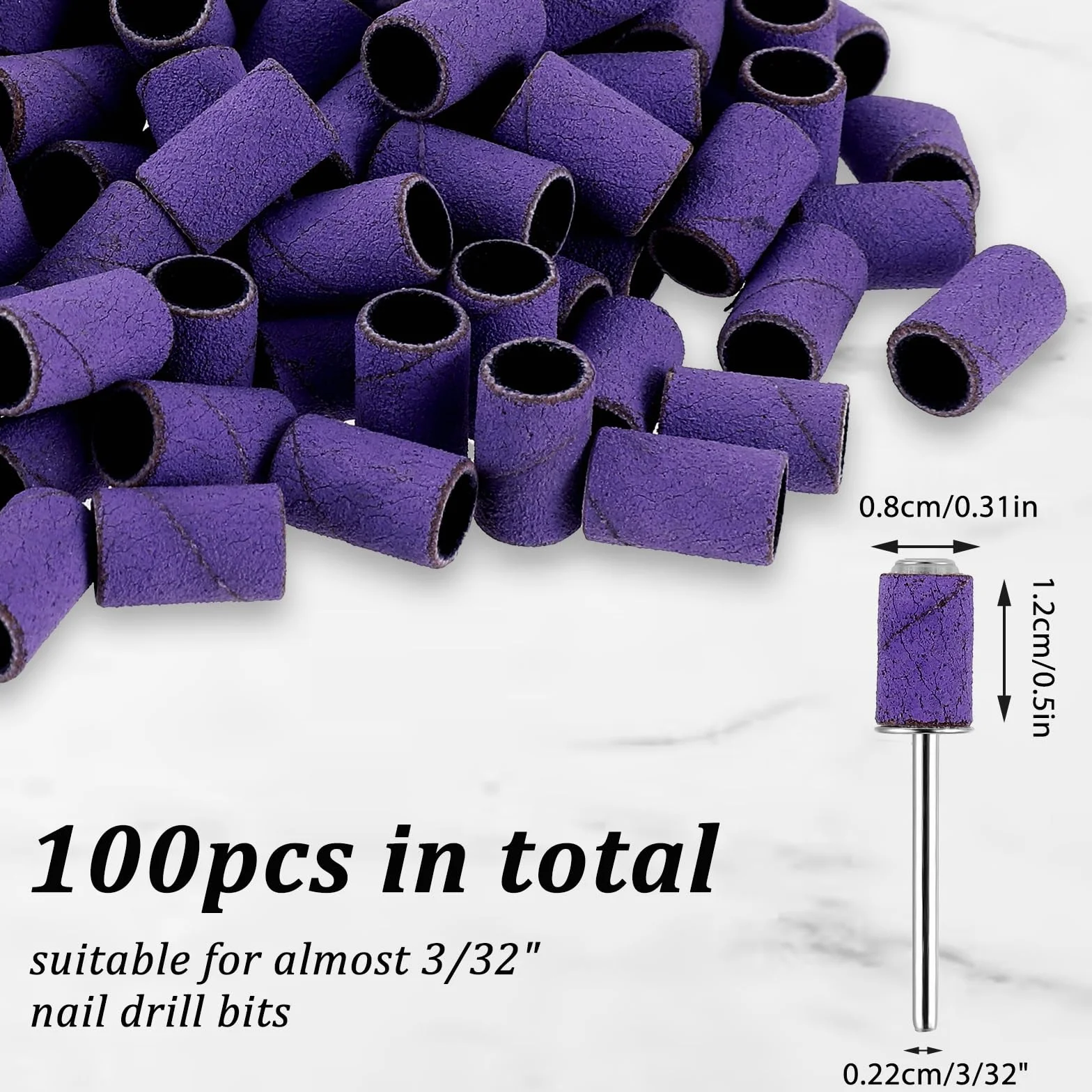 Prasacco 240 GRIT capuchons de ponçage pour fraiseuse à ongles 6,5 mm manchons abrasifs
