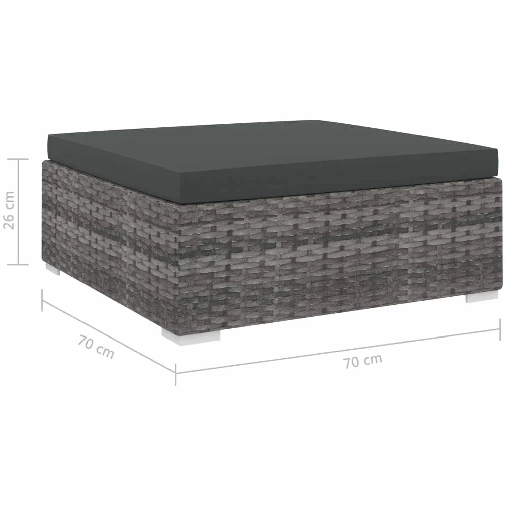 Repose-pied d'extérieur en résine tressée Gris, Modulaire et Confortable avec Coussin Épais Amovible, pour Salon de Jardin, Terrasse, Balcon - Résistant aux Intempéries et Facile à Nettoyer