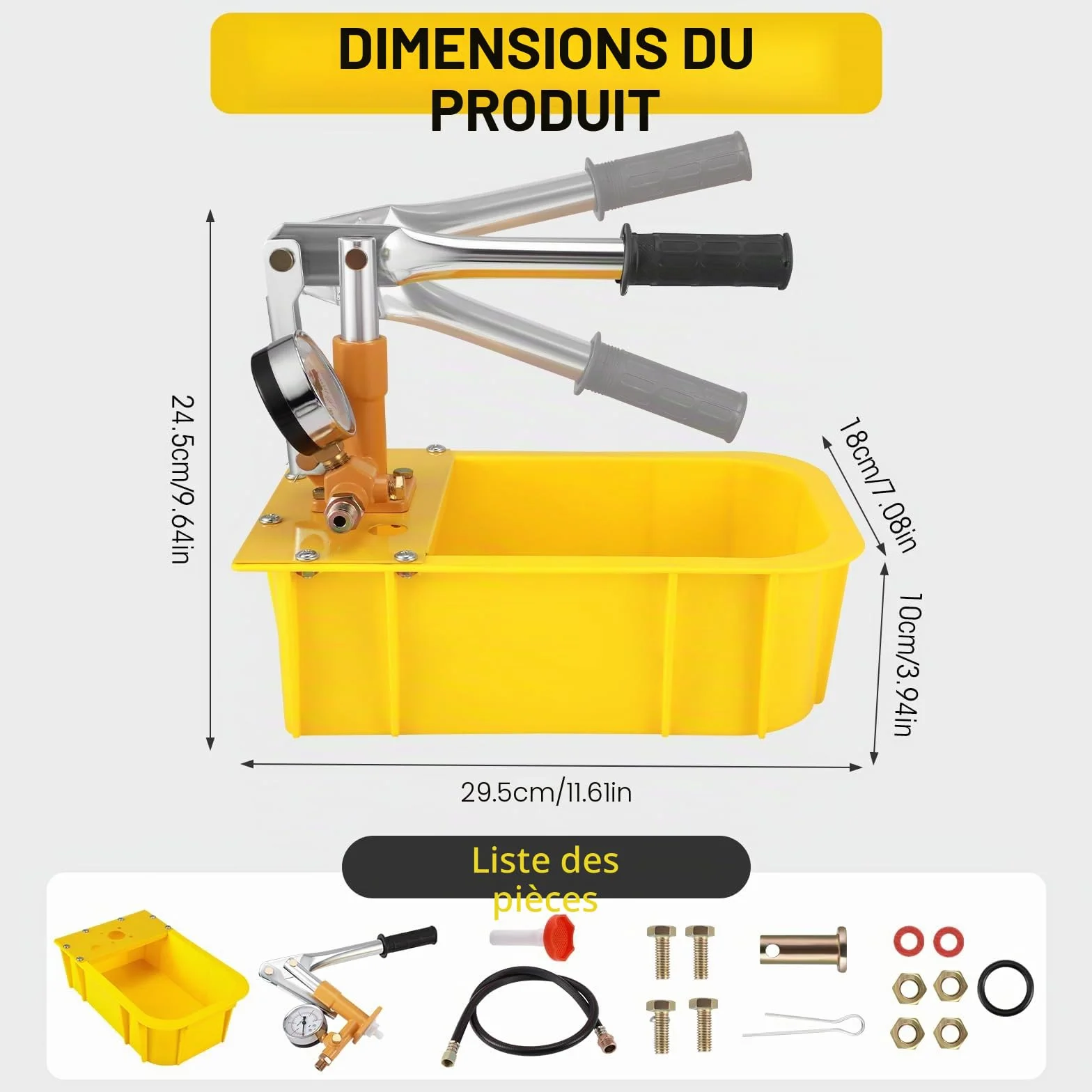 Pompe À Pression Manuelle 2,5 MPa 25 Bar Volume Réservoir Eau 5 L Solaire Hydraulique