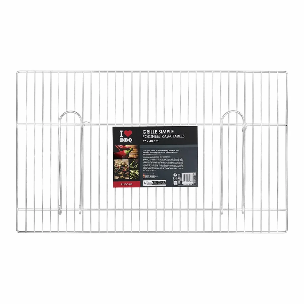 I LOVE BBQ - Grilles de Cuisson Barbecue et fumoir - Grille de Barbecue Simple, rectangulaire, 67x40 - Matière : Acier chromé - Dimensions : 67 x 40cm 2232, Nc