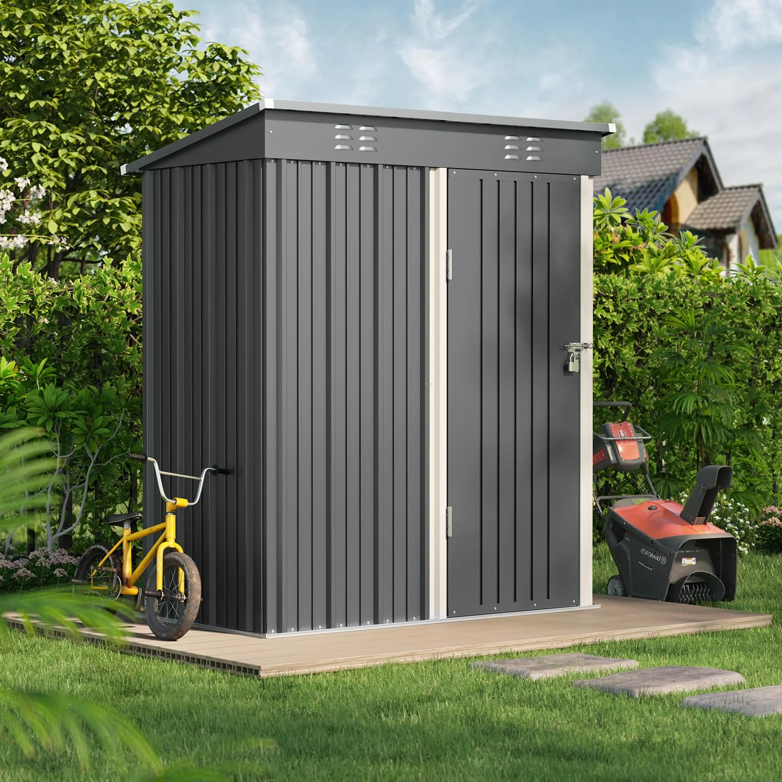 Bealife Abri de Jardin en Métal 180x162x95 cm Acier Galvanisé Gris