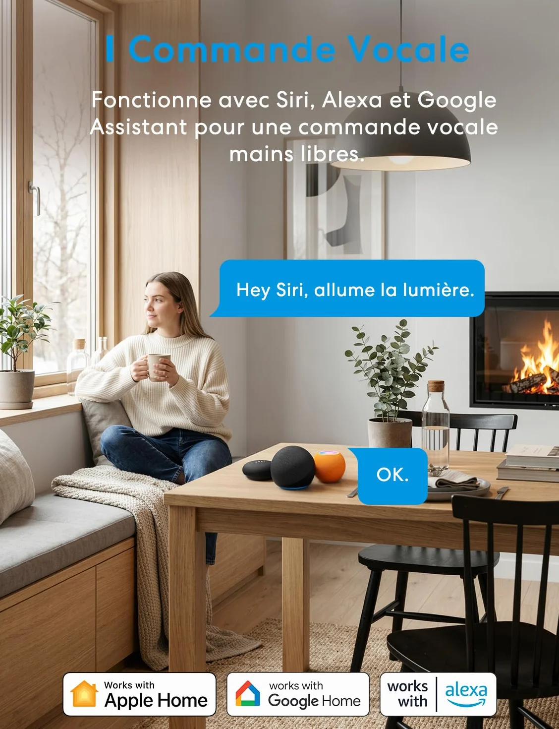 Meross Interrupteur Connecté Matter 60mm Fil Neutre Requis Commande Éclairage Suivi Conso Énergie Compatible Apple HomeKit Alexa Google Home