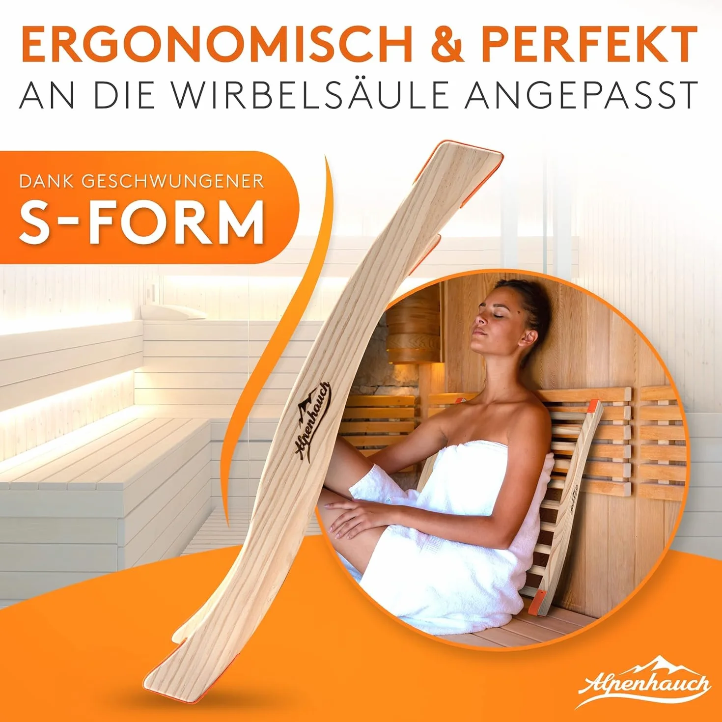 ALPENHAUCH Lot de 2 dossiers pour sauna en bois naturel - Dossier ergonomique forme en S