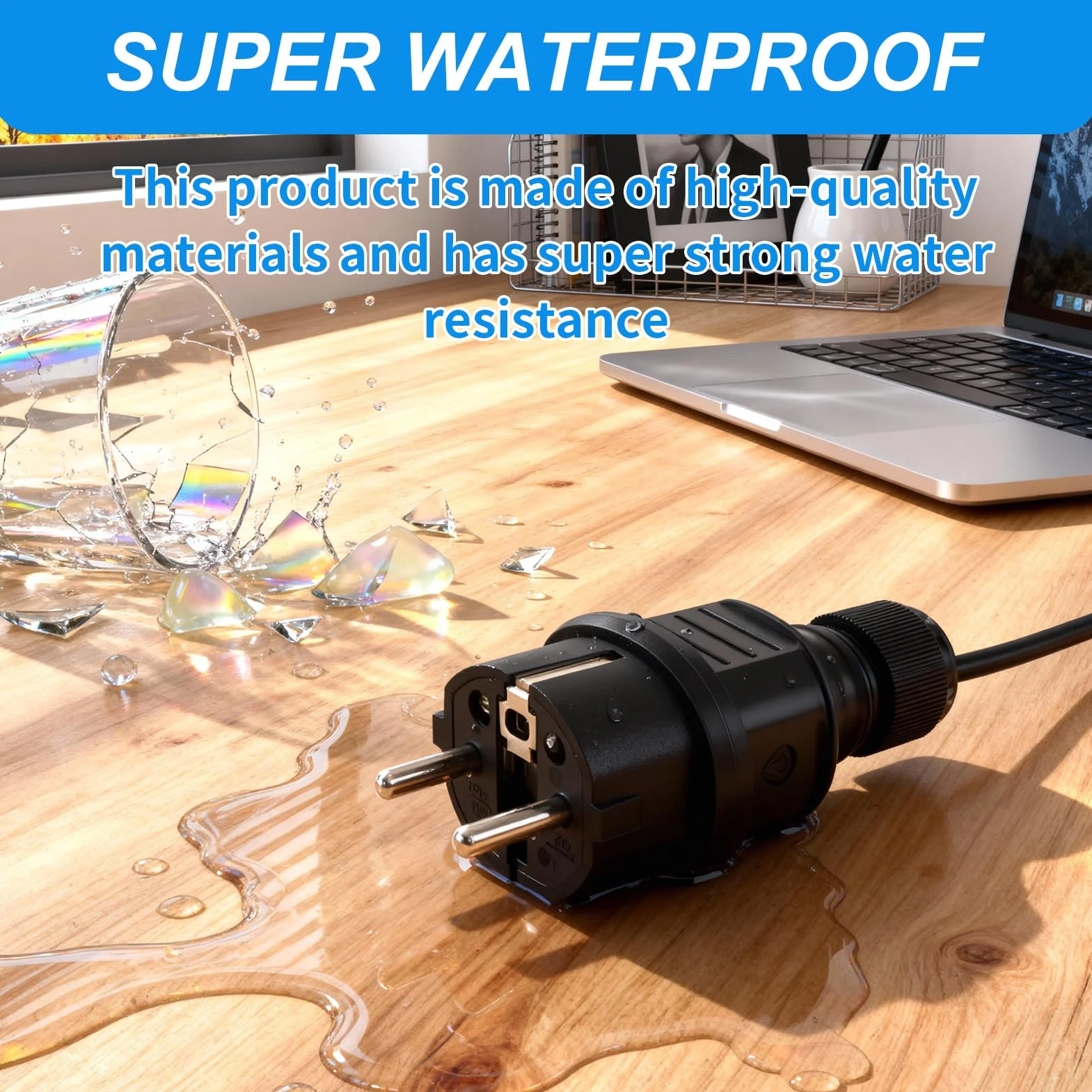 Fiches Mâles 250V 16A Prise Électrique Mâle de Sécurité avec Protection Connecteur Câbles d'Alimentation