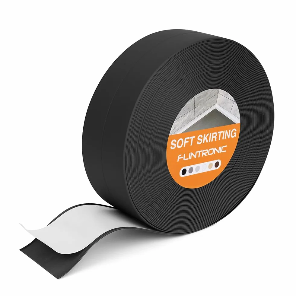Flintronic Bande Etancheite Autocollante PVC 4,5m*38mm Joint Salle de Bain Anti-moisissure Noir