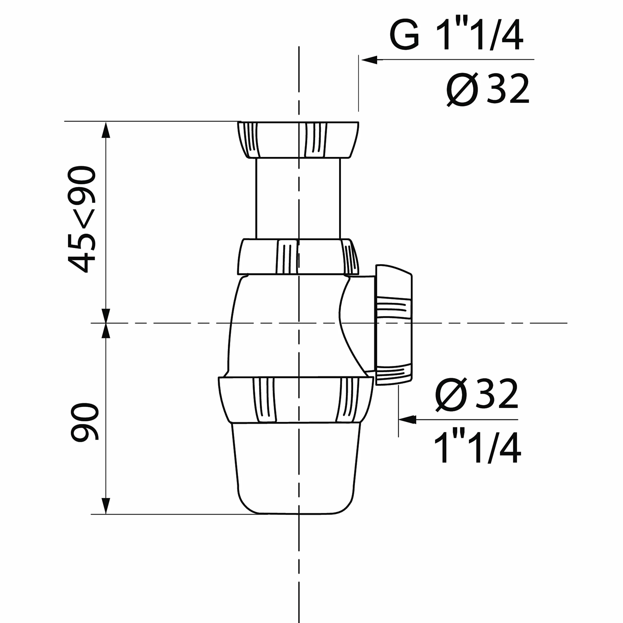 Wirquin Siphon de lavabo réglable en hauteur Ø32 blanc