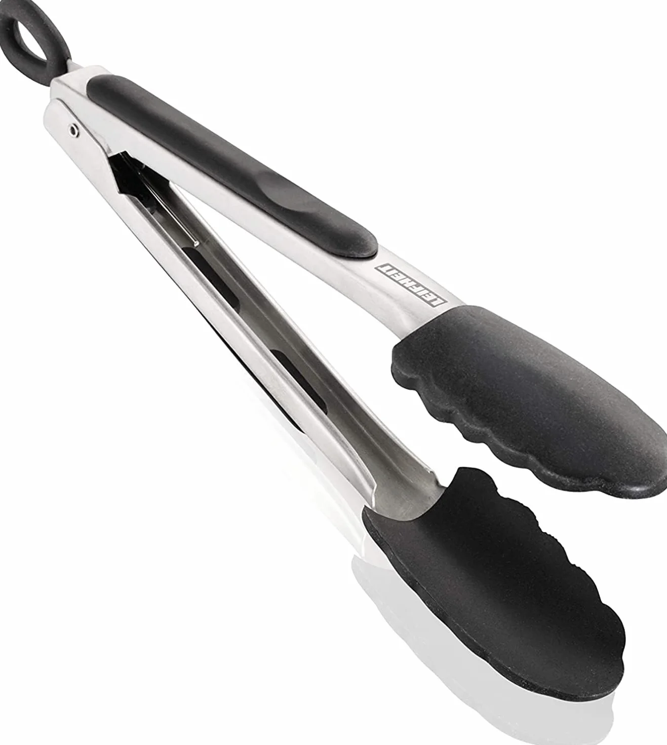 Leifheit Pince à barbecue ProLine, Accessoire de cuisine avec embouts résistants à la chaleur, Ustensile barbecue de 23 cm en acier inoxydable