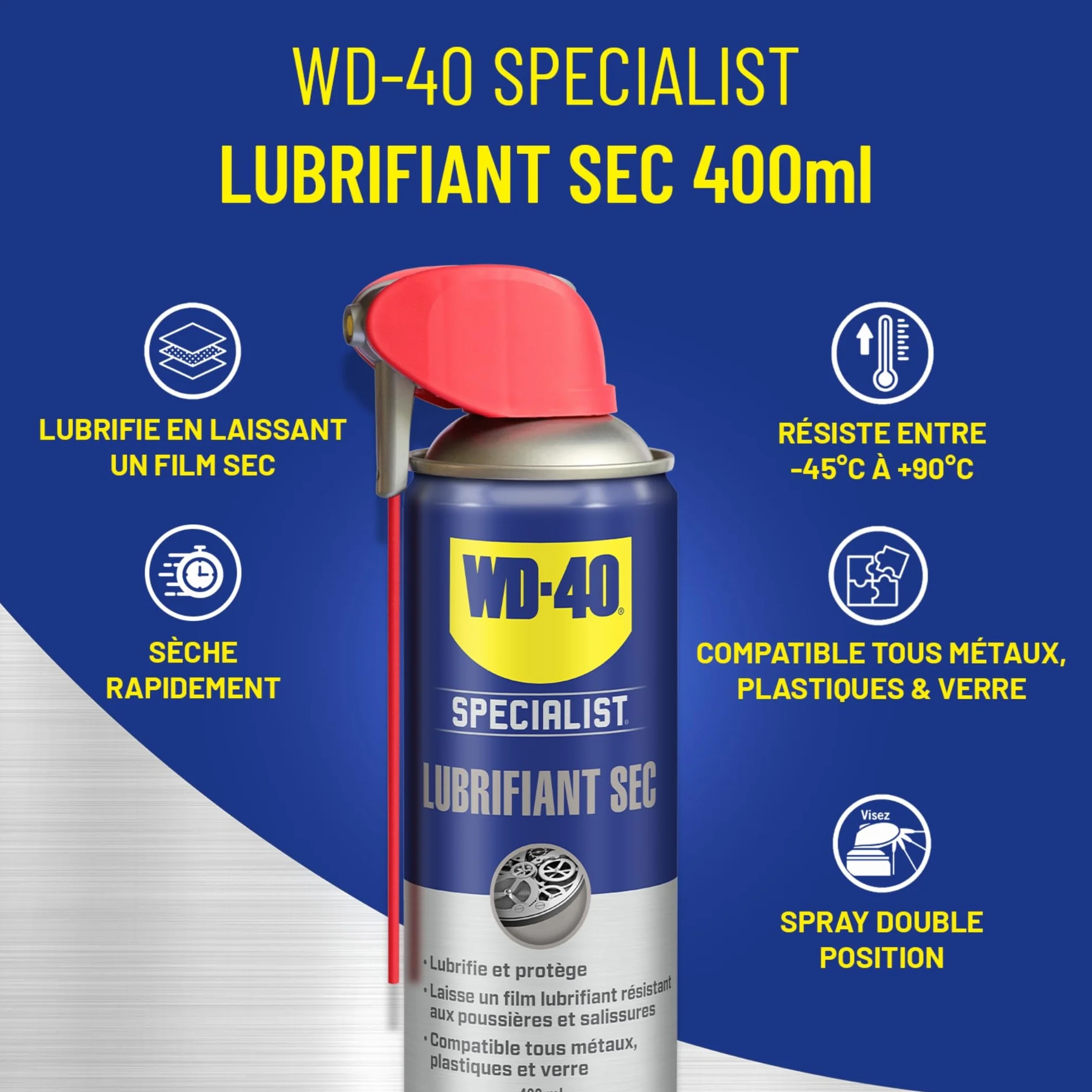 WD-40 Specialist Lubrifiant Sec Spray Double Position Anti Friction 400 ML