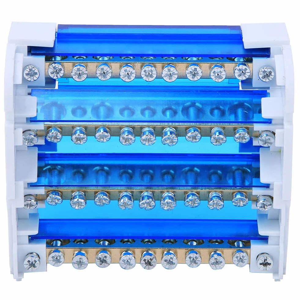 Répartiteur Tétrapolaire Din Rail 4 Niveaux Monophasé Boîte de Distribution 411 Terminal Block
